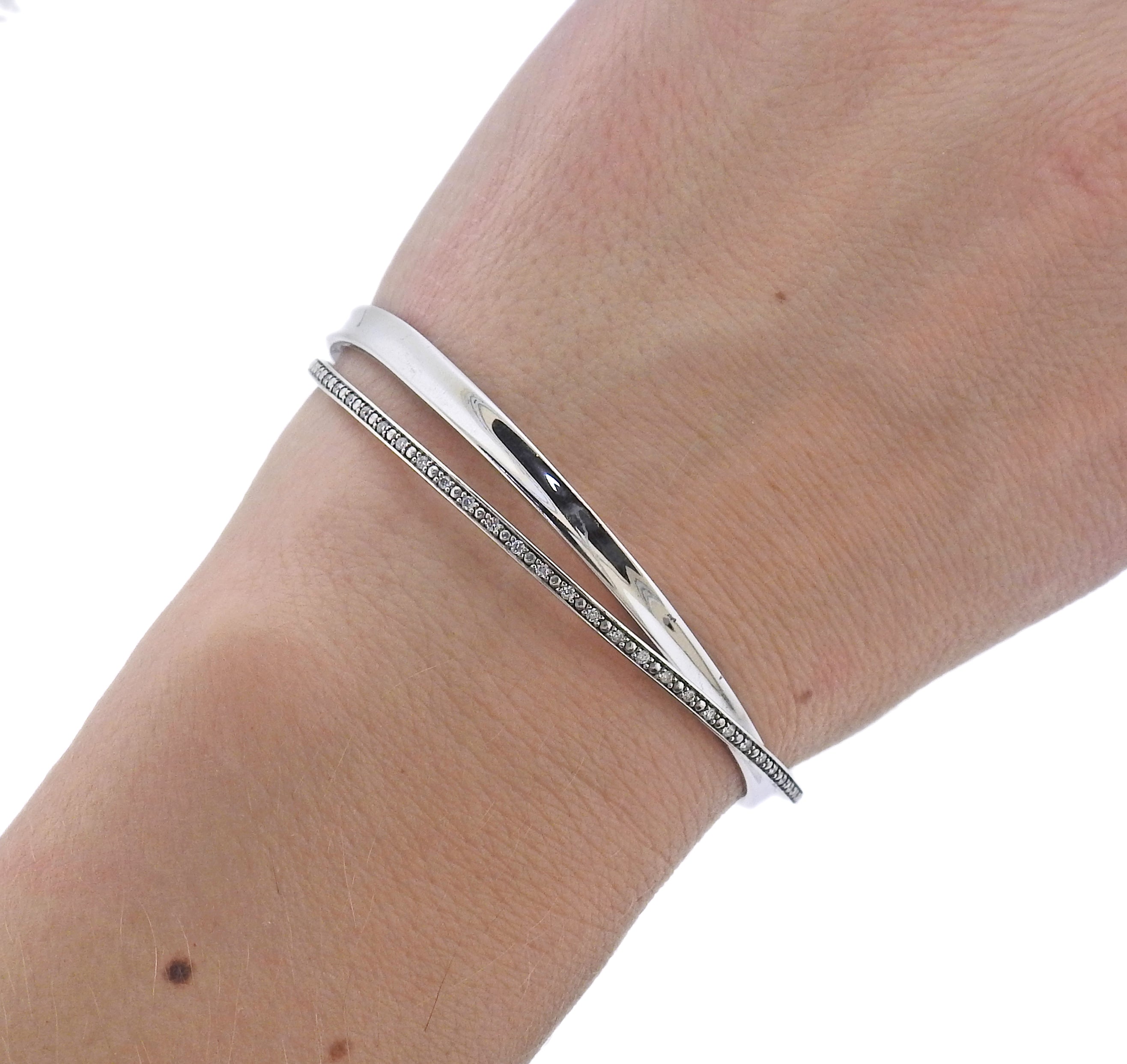 Georg Jensen Marcia Silver Diamond Bangle Bracelet 618 B