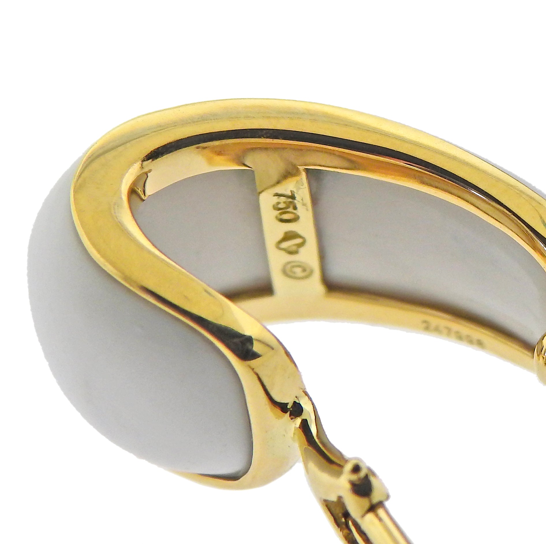 Seaman Schepps Gold White Agate Madison Doorknocker Hoop Earrings - Oak Gem
