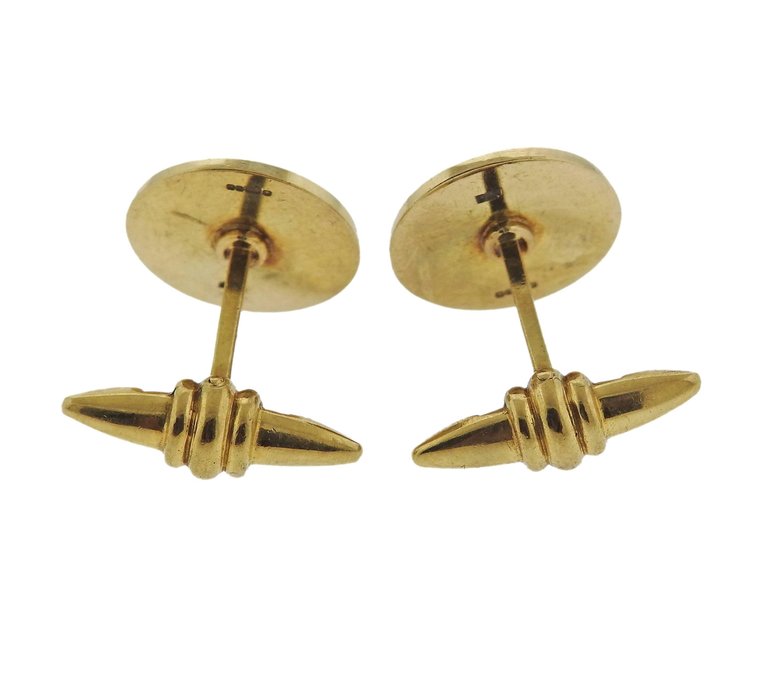 Deakin & Francis Gold Black Enamel Cufflinks - Oak Gem
