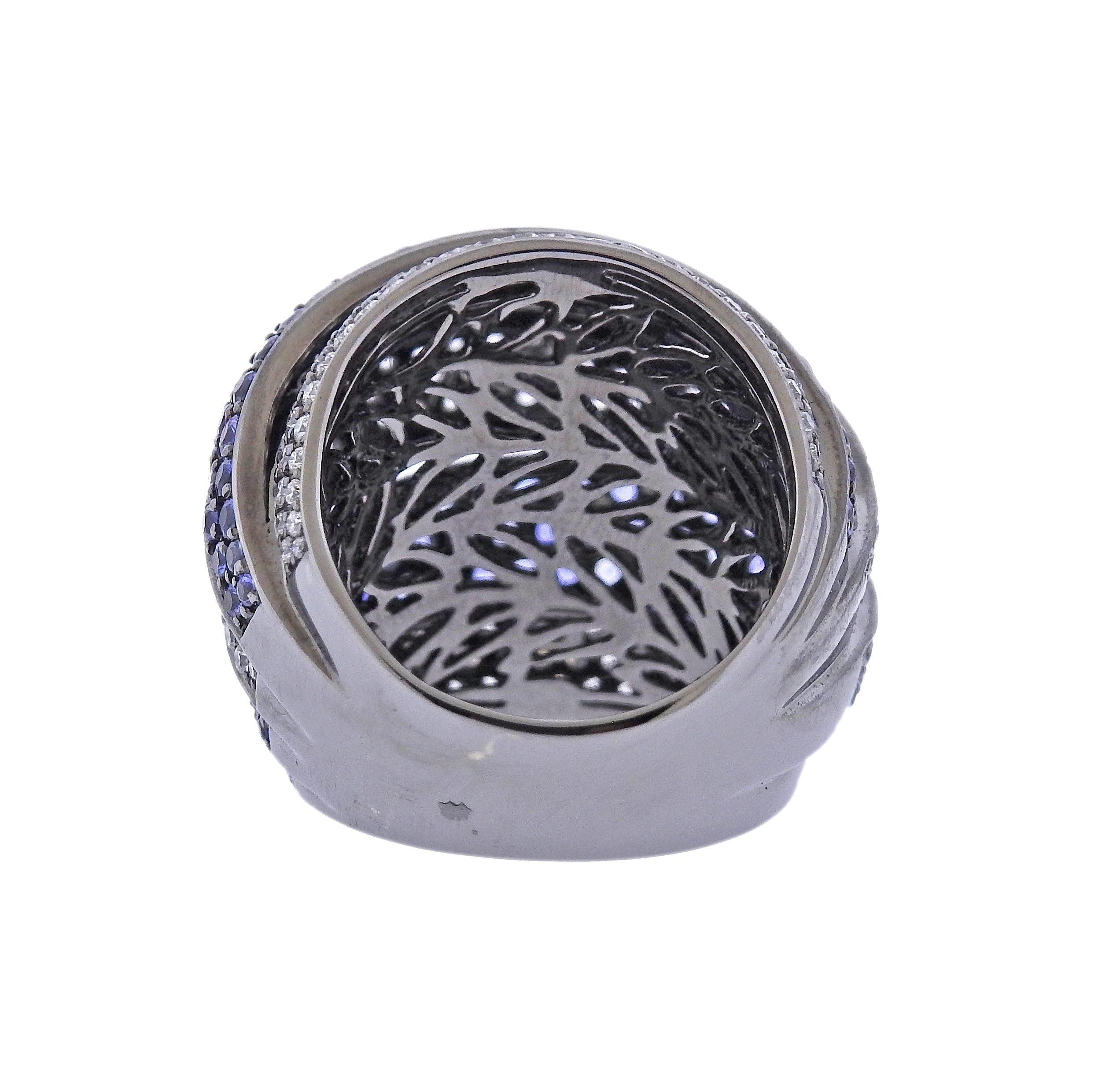 Bucherer Gold Diamond Sapphire Cocktail Dome Ring