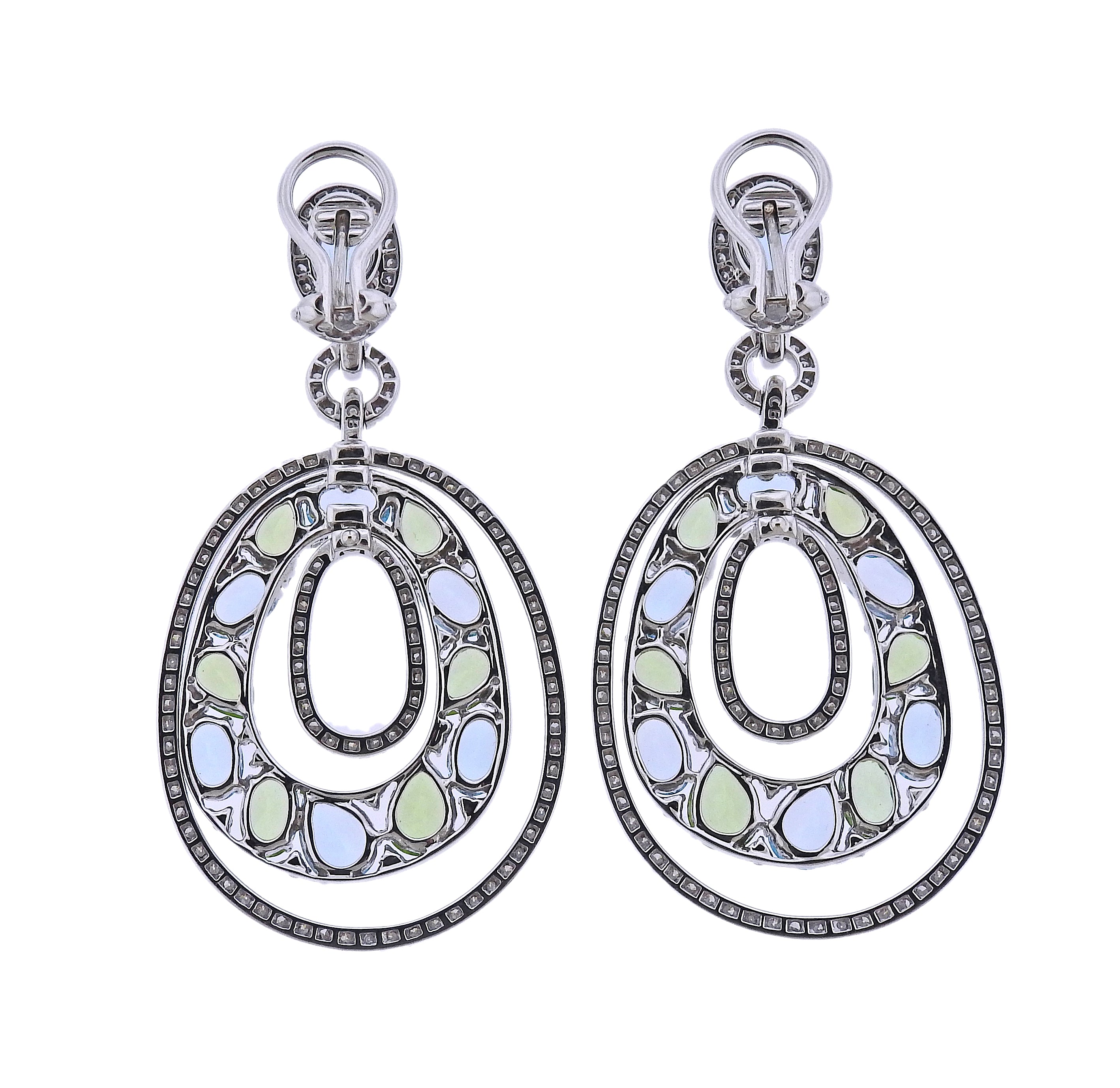 Bucherer Gold Diamond Topaz Peridot Drop Earrings