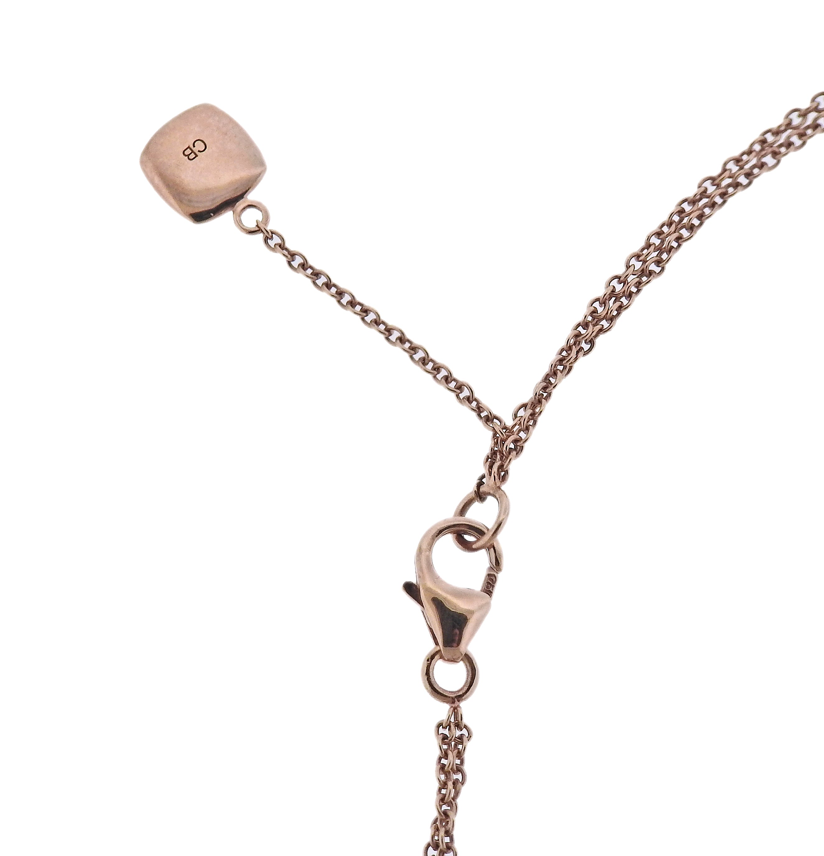 Bucherer Gold Moonstone Diamond Pendant Necklace