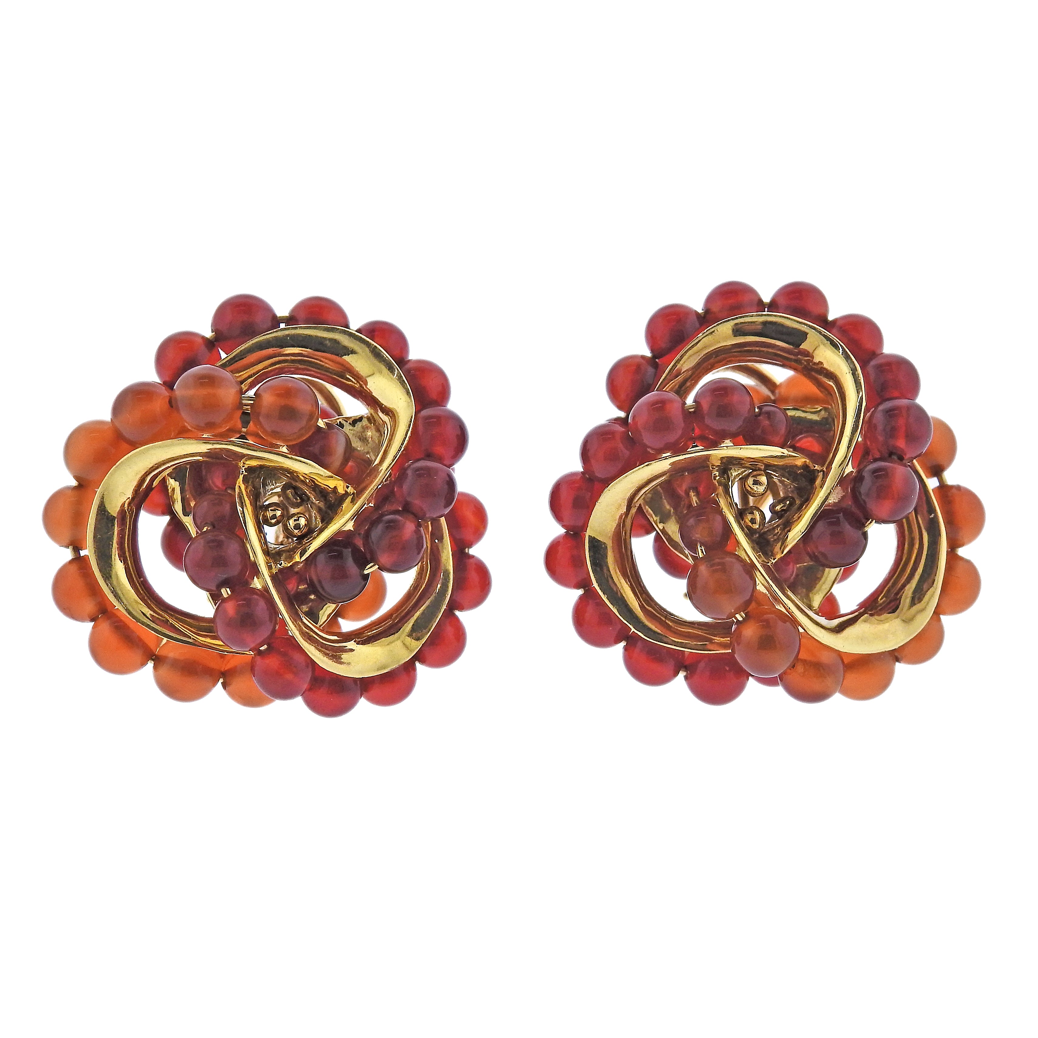 Seaman Schepps Carnelian Gold Earrings
