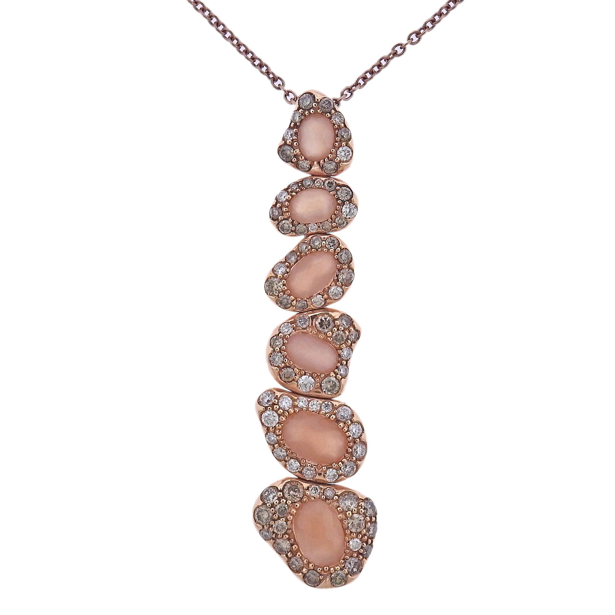 Bucherer Gold Moonstone Diamond Pendant Necklace