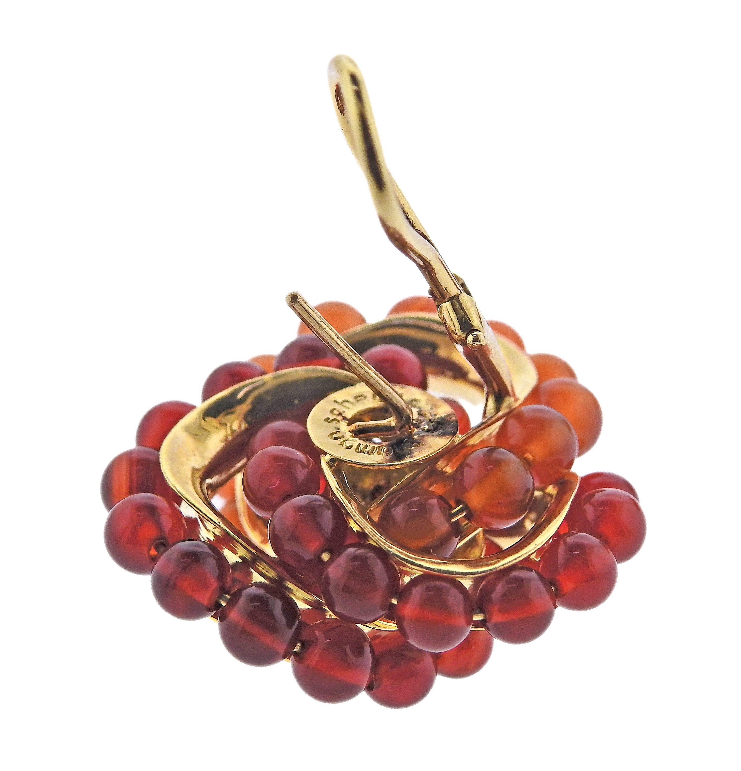Seaman Schepps Carnelian Gold Earrings