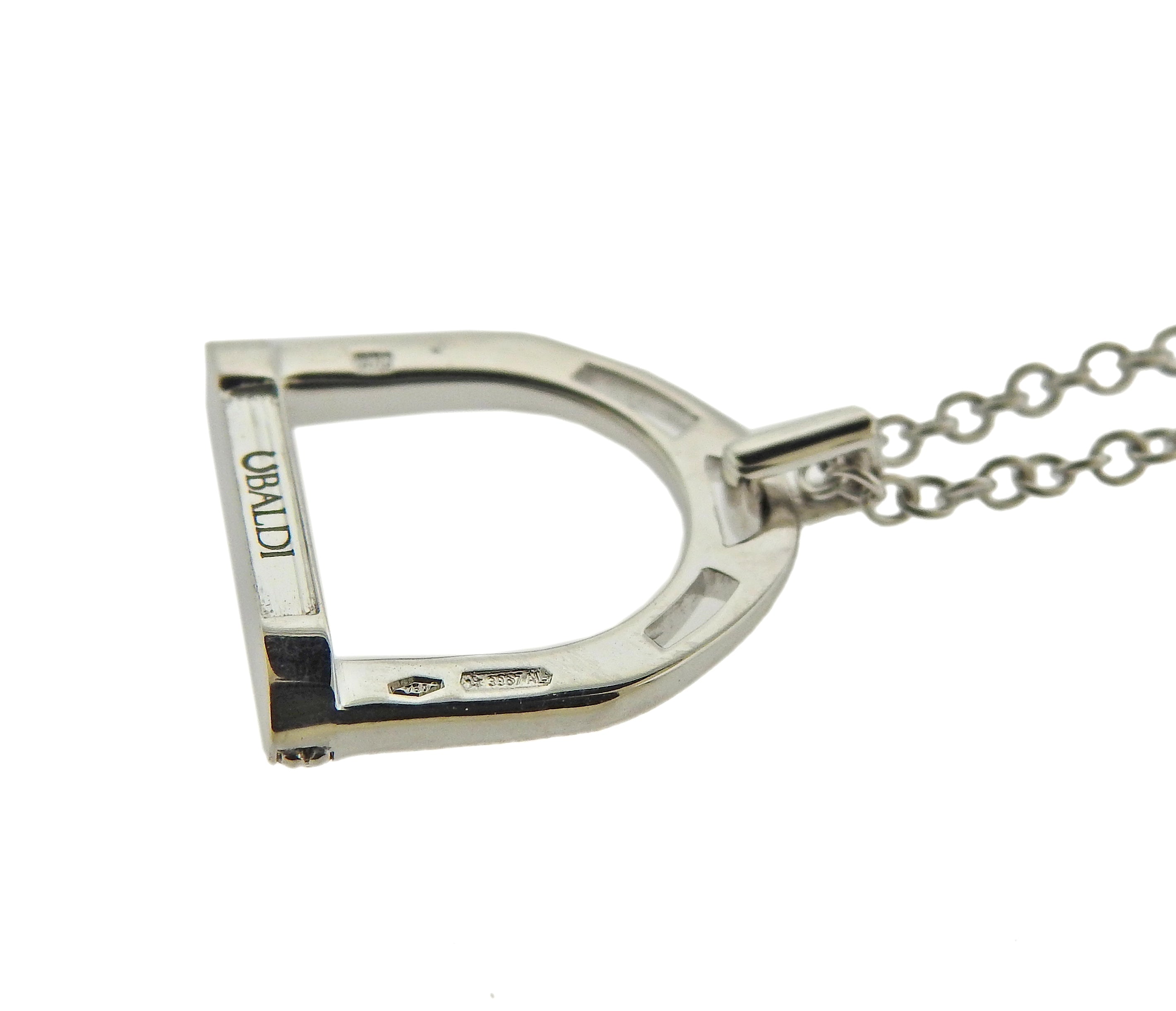 Ubaldi Diamond White Gold Stirrup Pendant Necklace - Oak Gem