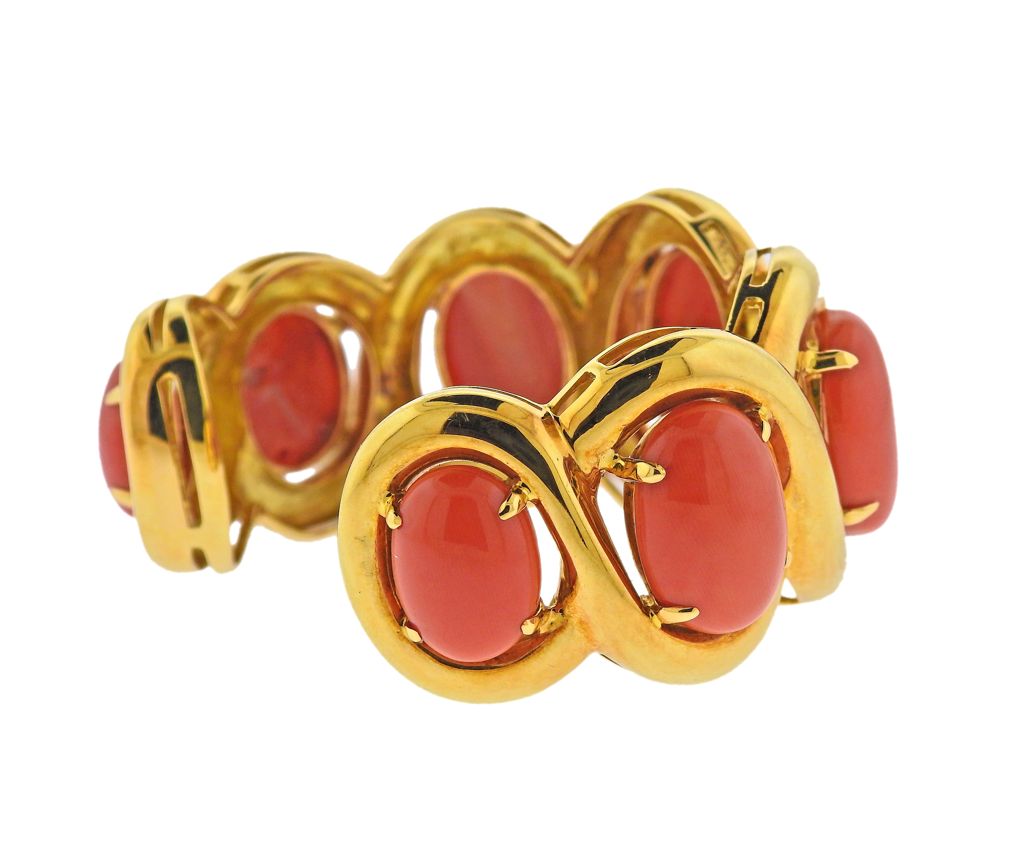 Seaman Schepps Coral Gold Cuff Bracelet - Oak Gem