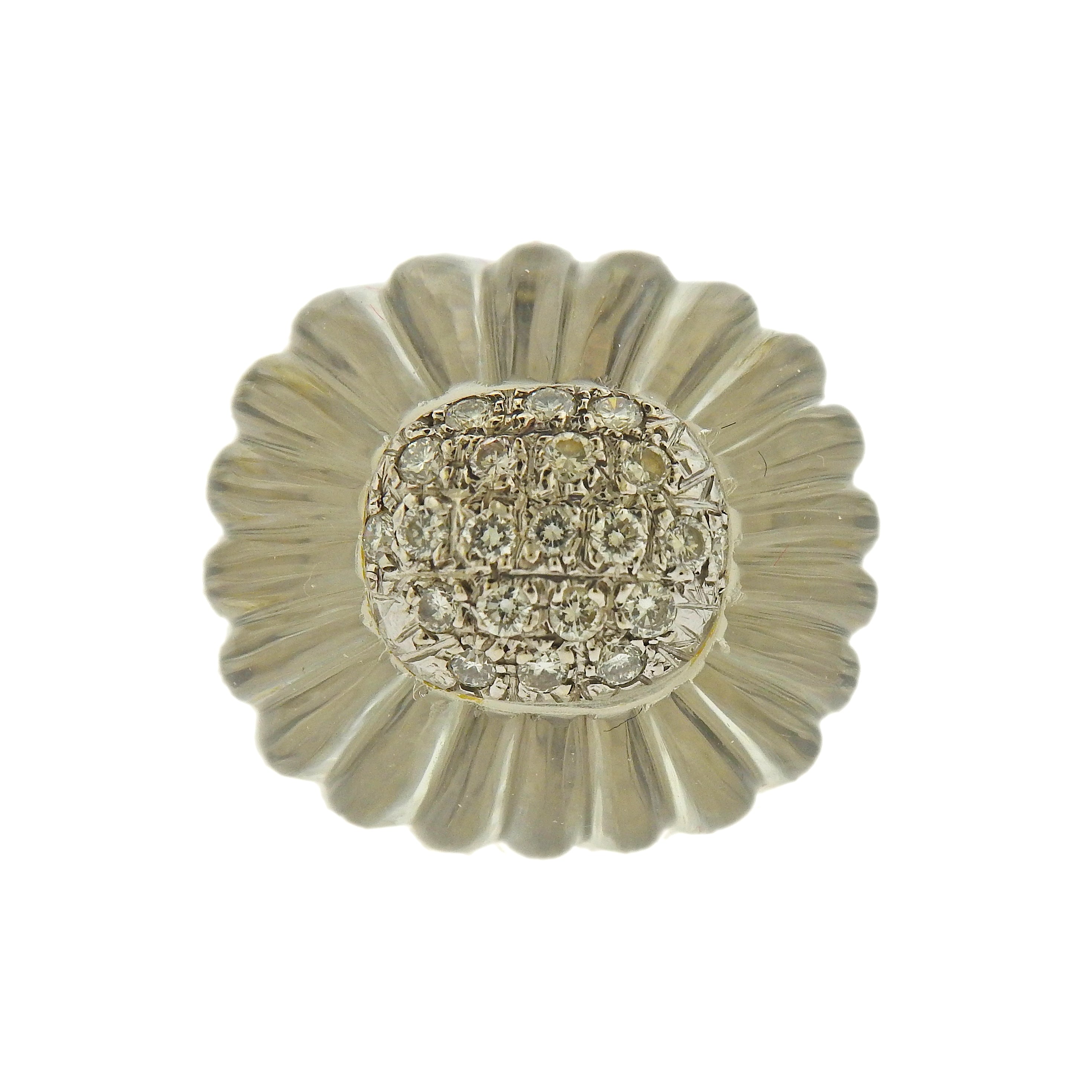 Maz Carved Crystal Diamond Gold Ring - Oak Gem