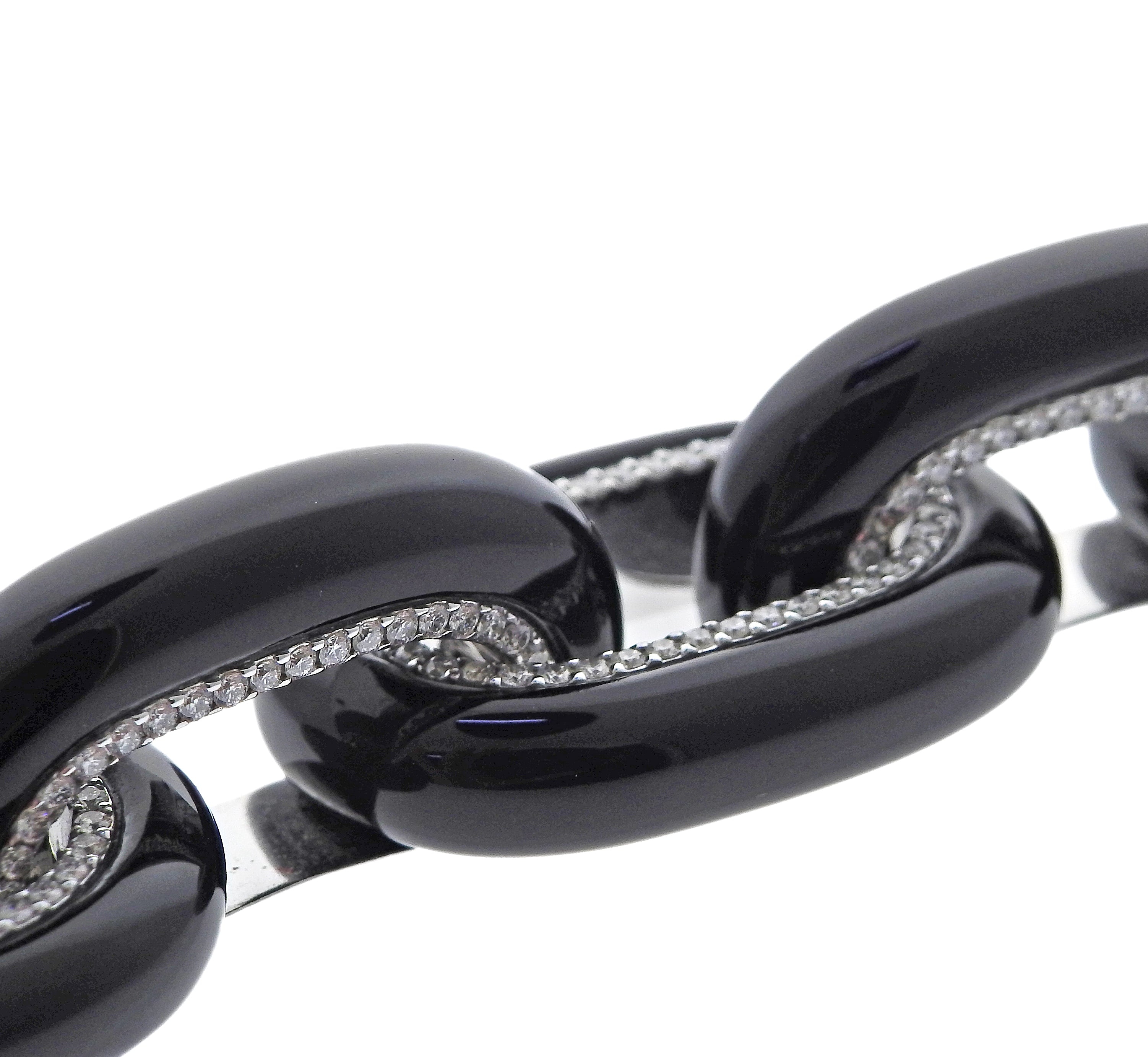Seaman Schepps Bodrum Onyx Diamond Gold Link Bracelet