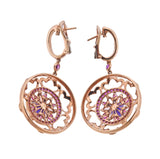 Bucherer Gold Pink Sapphire Amethyst Drop Earrings