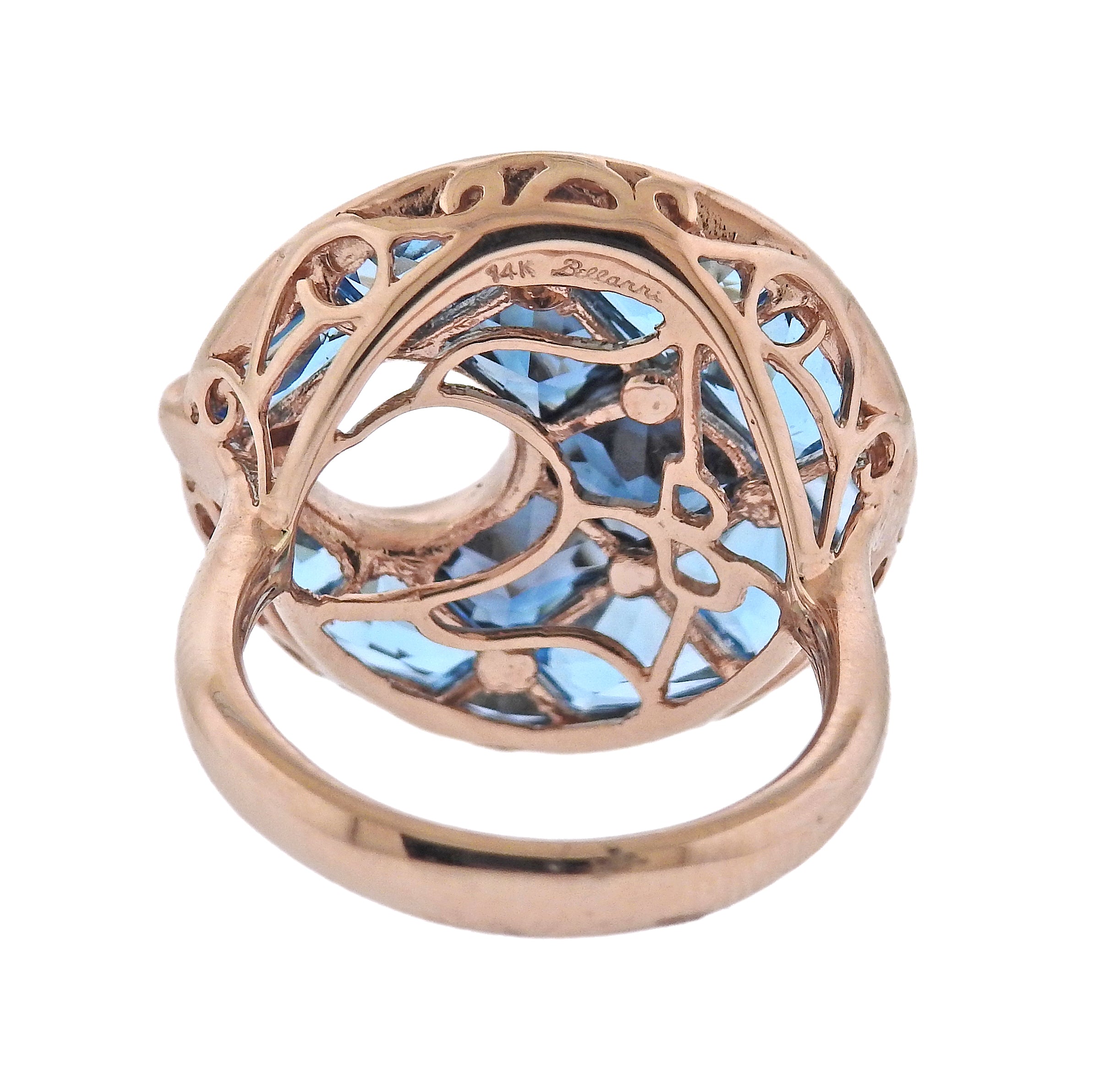 Bellarri Hava Nouveau Blue Topaz Gold Diamond Ring