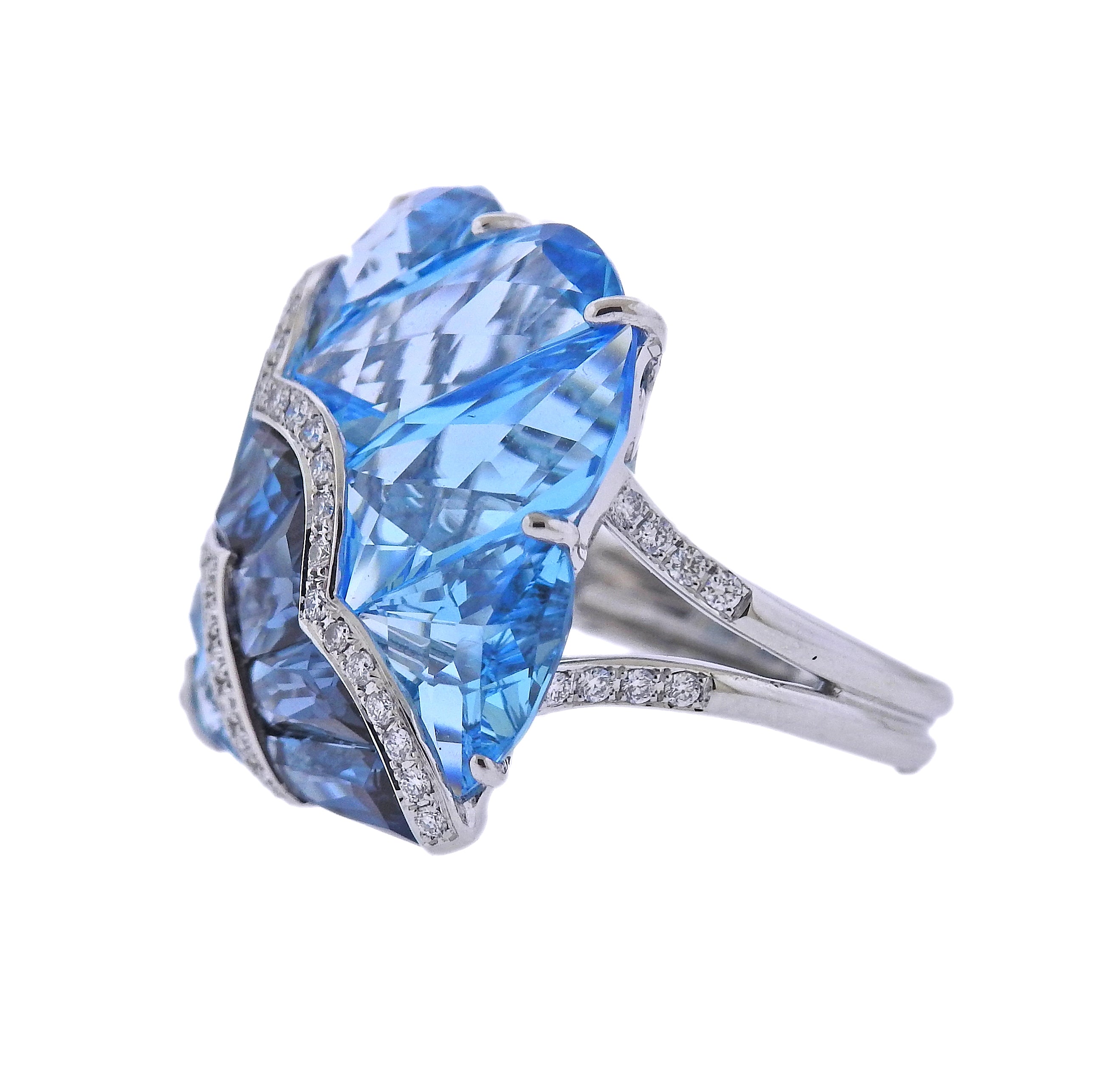 Bellarri Fresco Blue Topaz Diamond Gold Ring