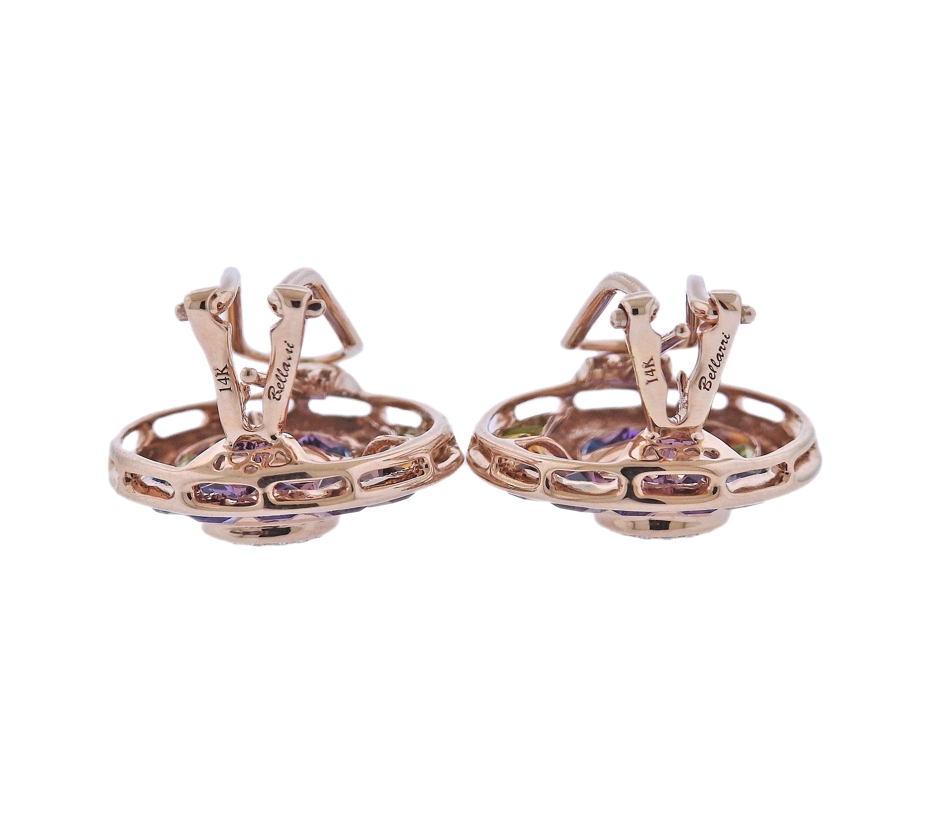 Bellarri The Cove Multi Gemstone Diamond Gold Earrings