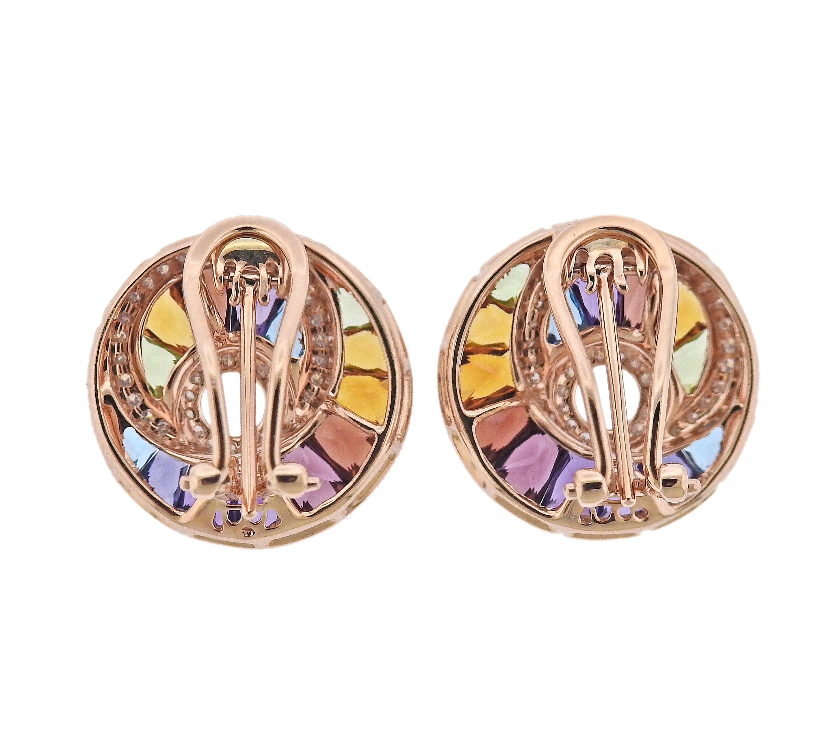 Bellarri The Cove Multi Gemstone Diamond Gold Earrings