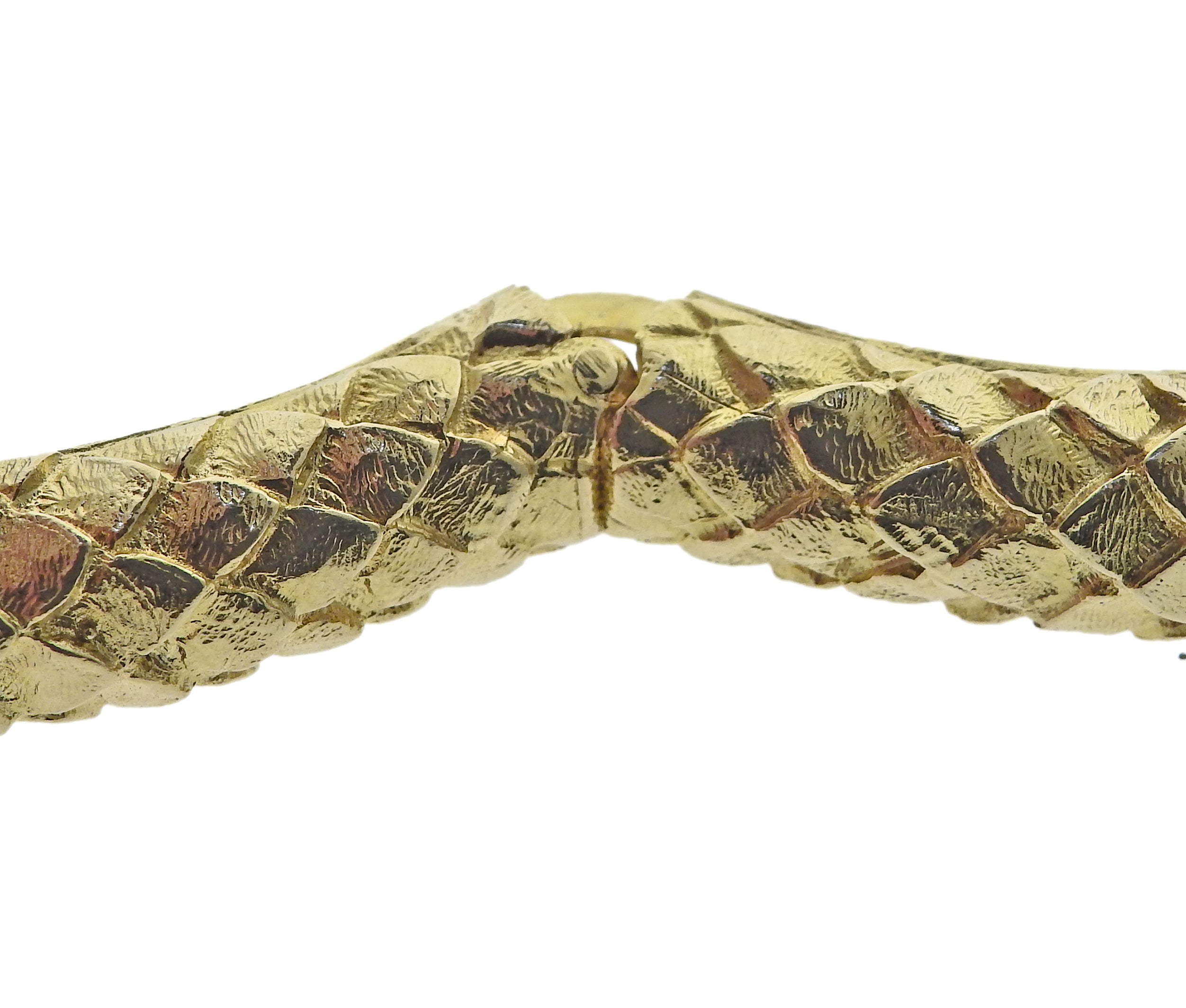 David Webb Emerald Leopard Cuff Bracelet