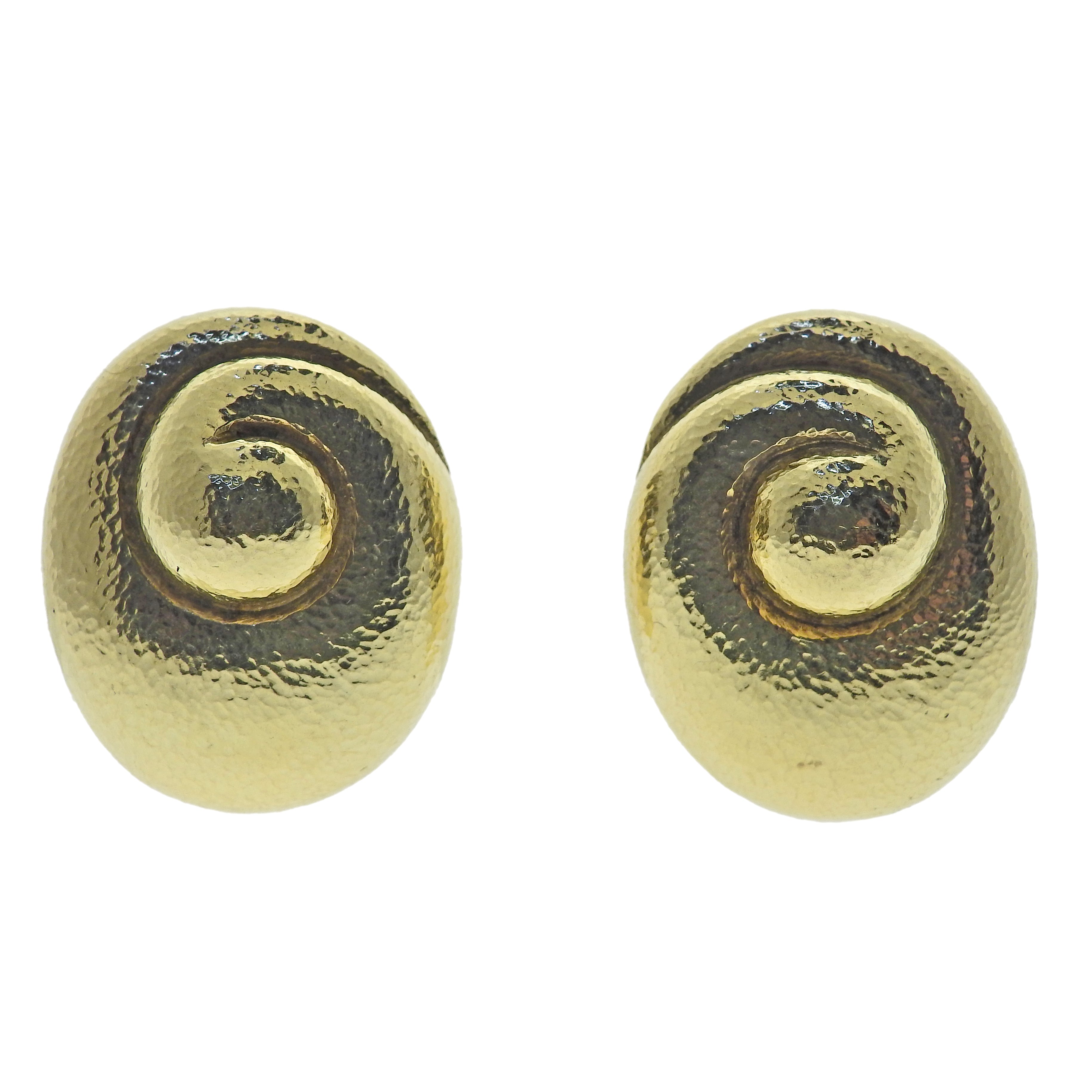 David Webb Hammered Gold Earrings