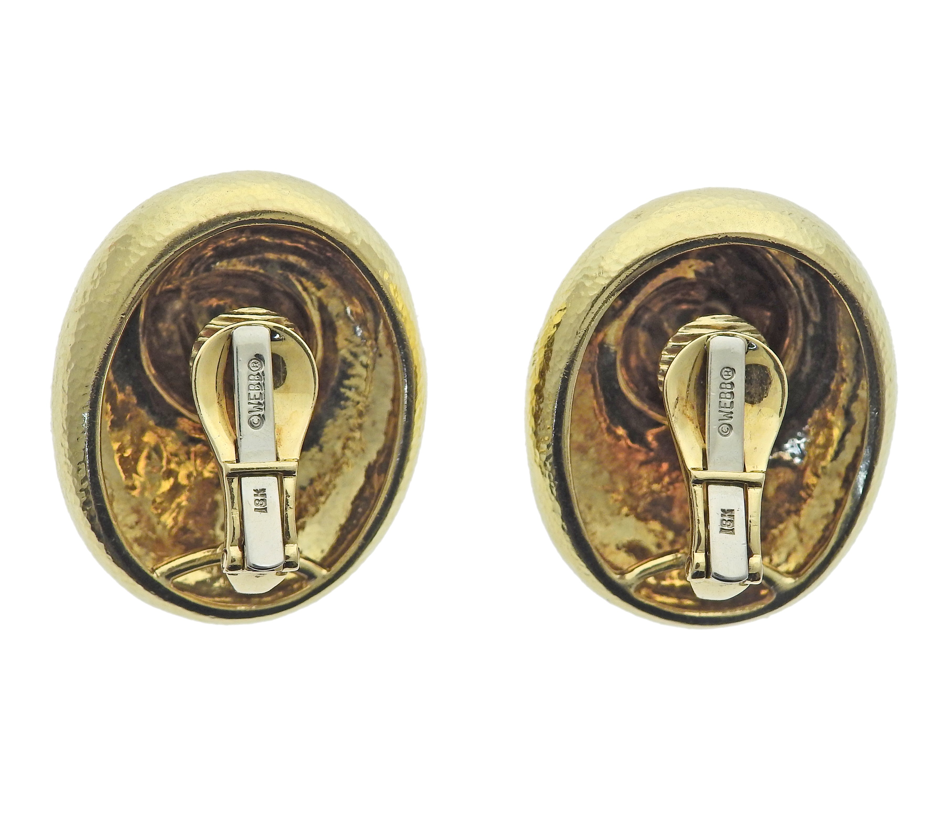 David Webb Hammered Gold Earrings