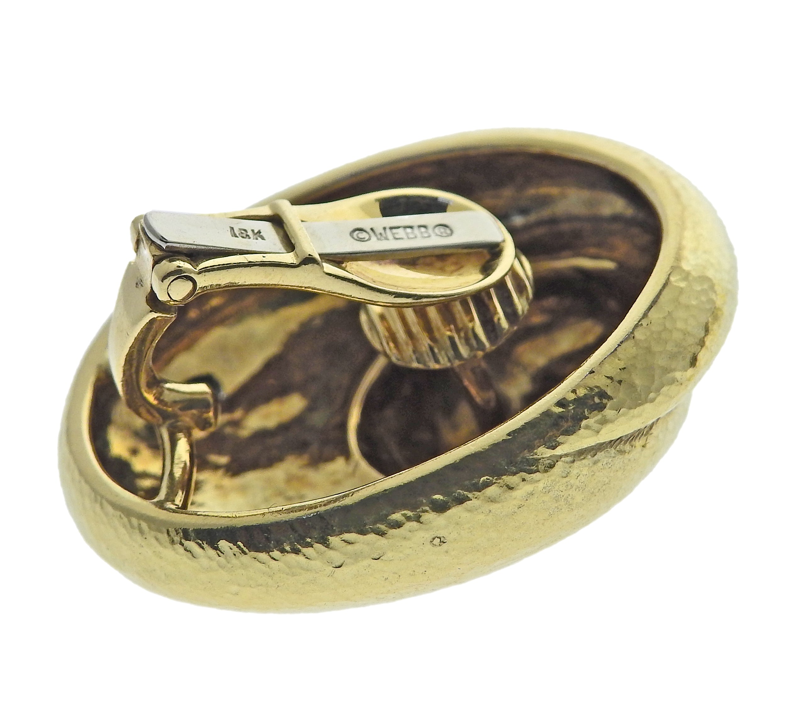 David Webb Hammered Gold Earrings