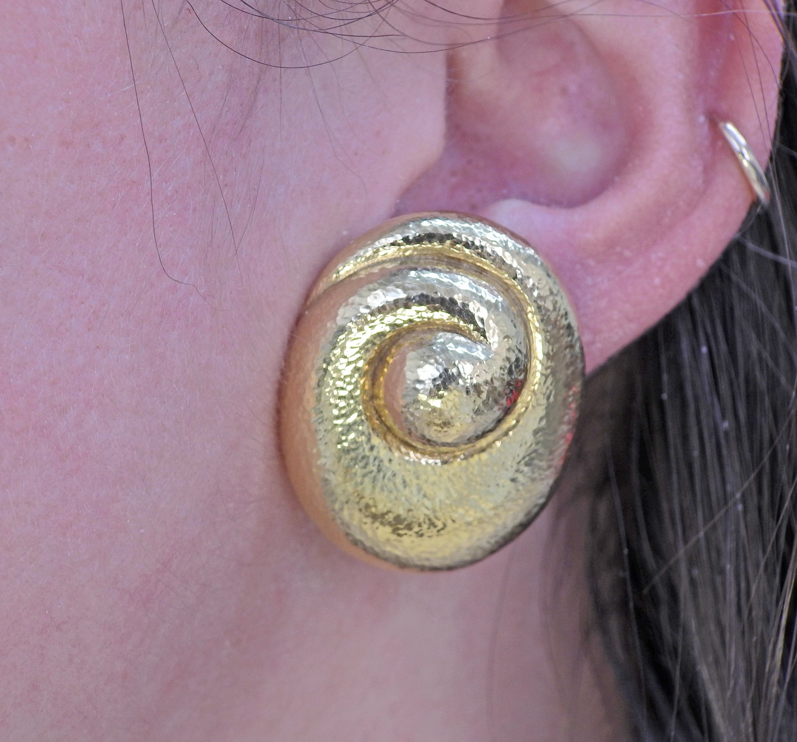 David Webb Hammered Gold Earrings