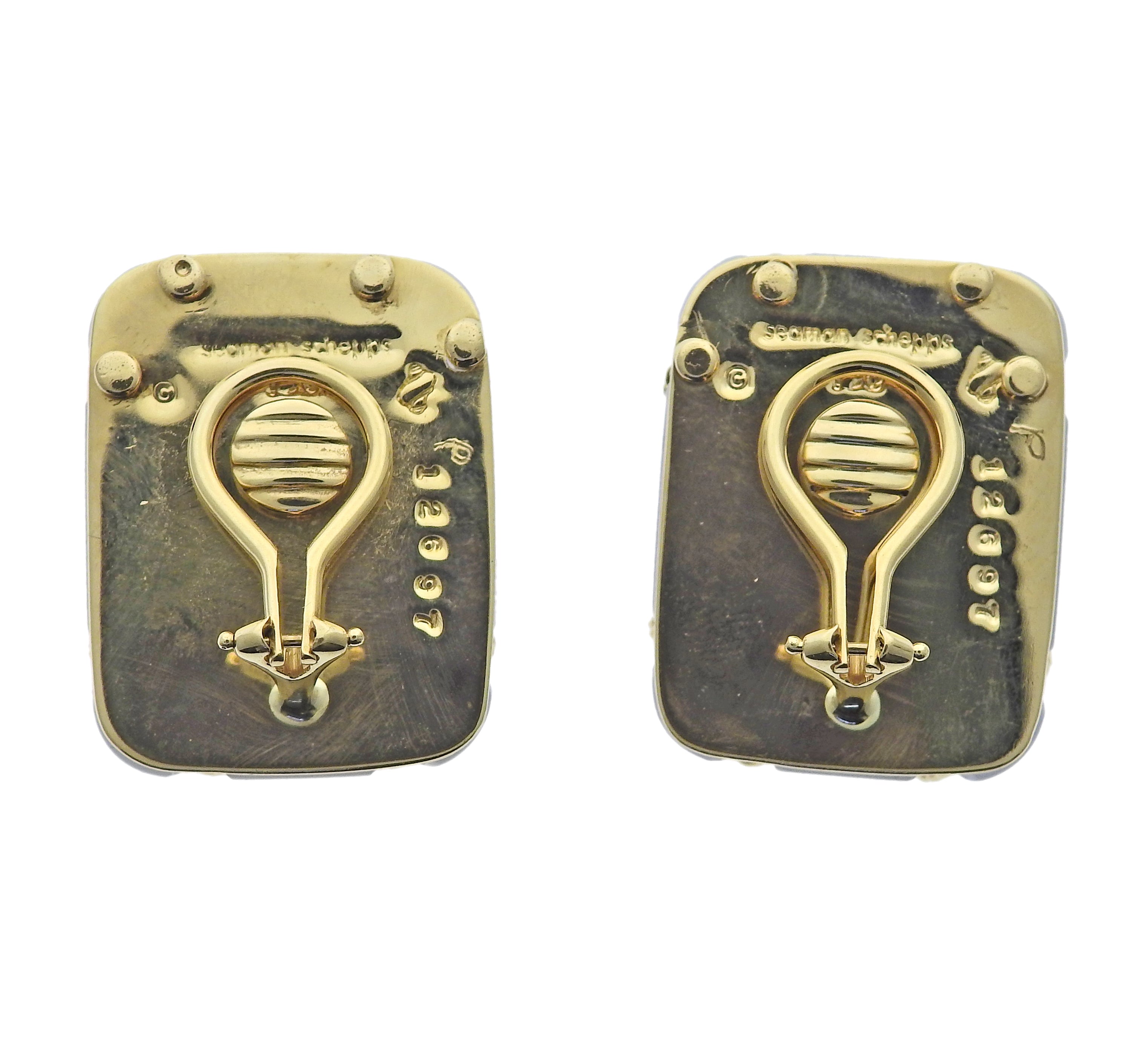 Seaman Schepps Chalcedony Gold Cage Earrings