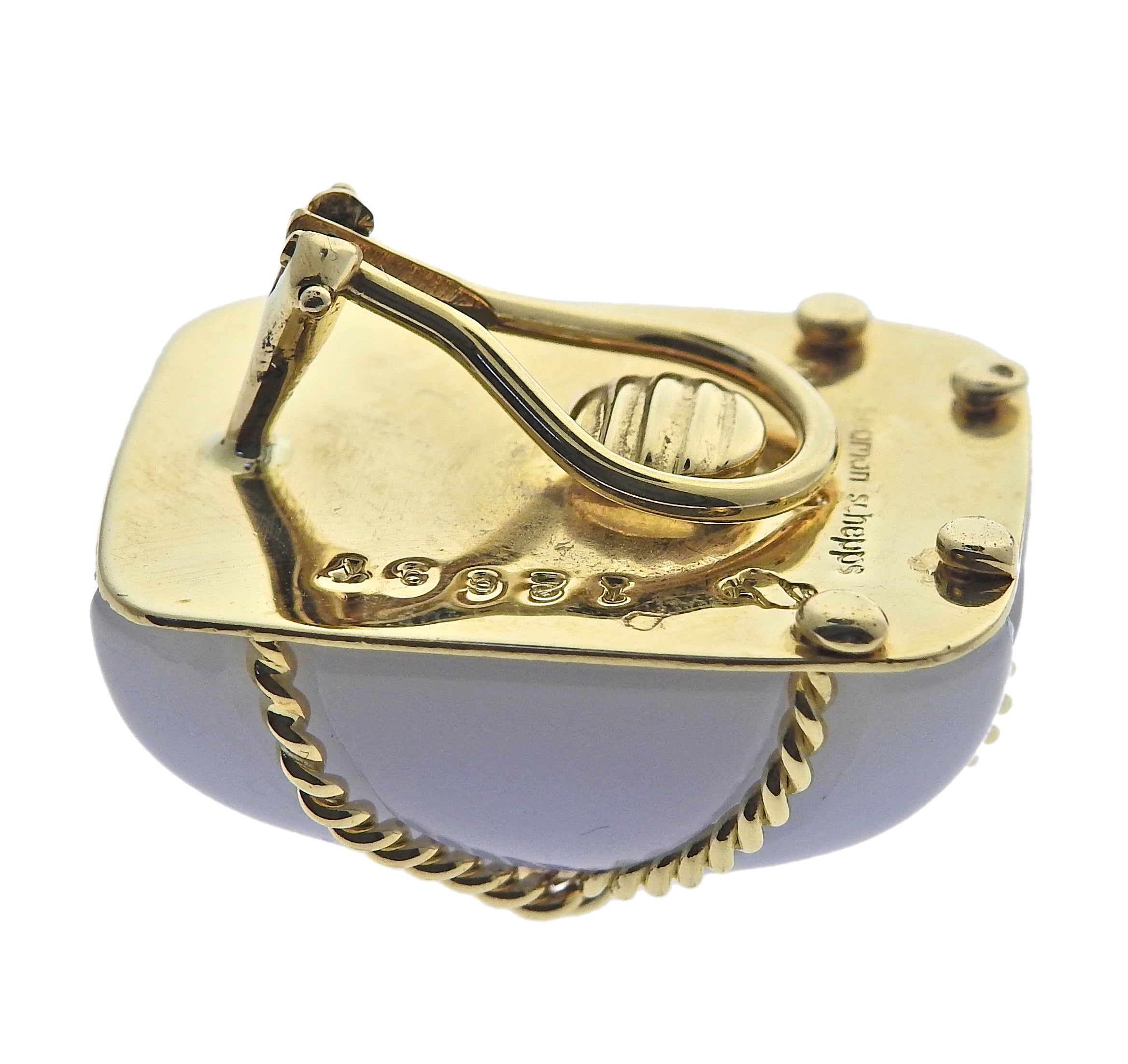 Seaman Schepps Chalcedony Gold Cage Earrings