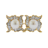 Angela Cummings Assael South Sea Pearl Diamond Platinum Gold Earrings