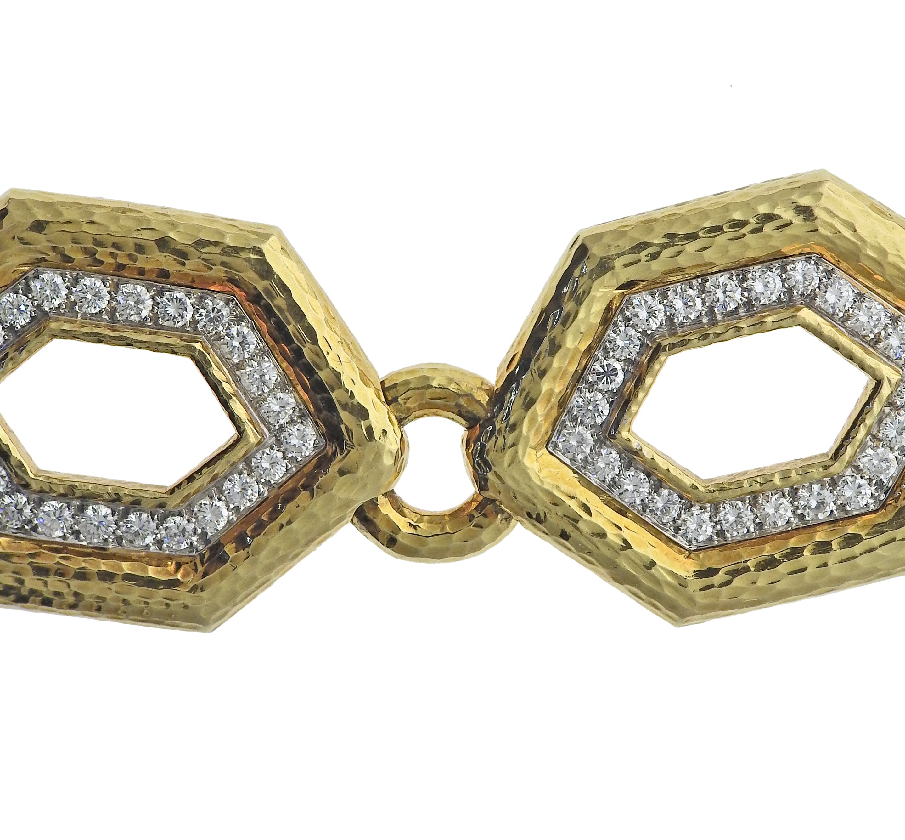 David Webb Gold Diamond Link Necklace