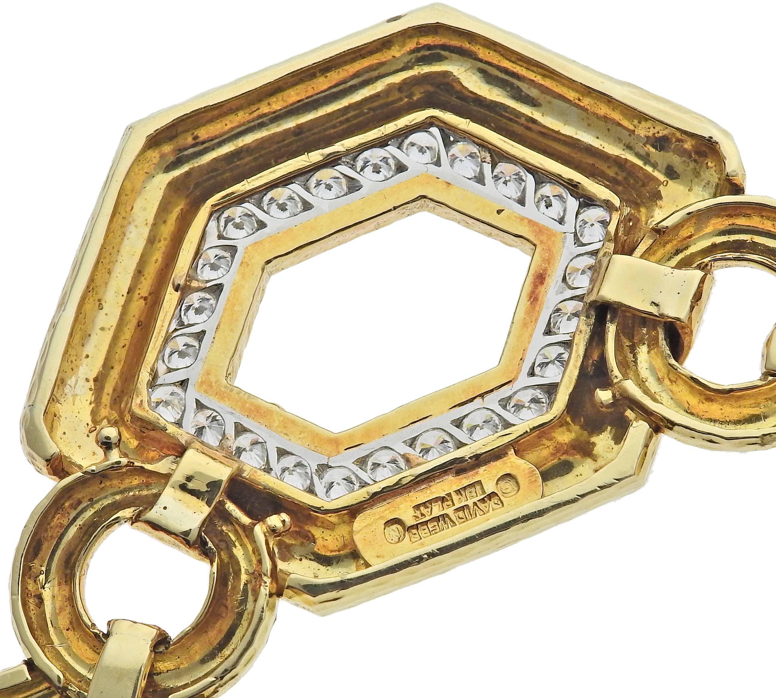 David Webb Gold Diamond Link Necklace