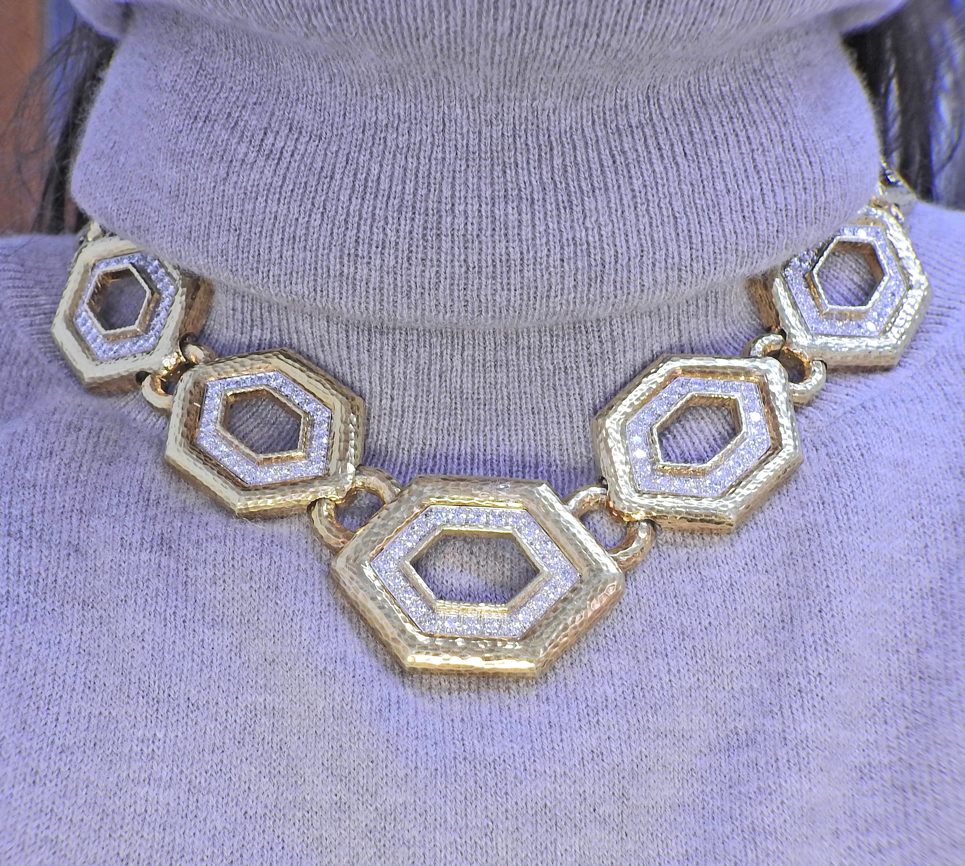 David Webb Gold Diamond Link Necklace