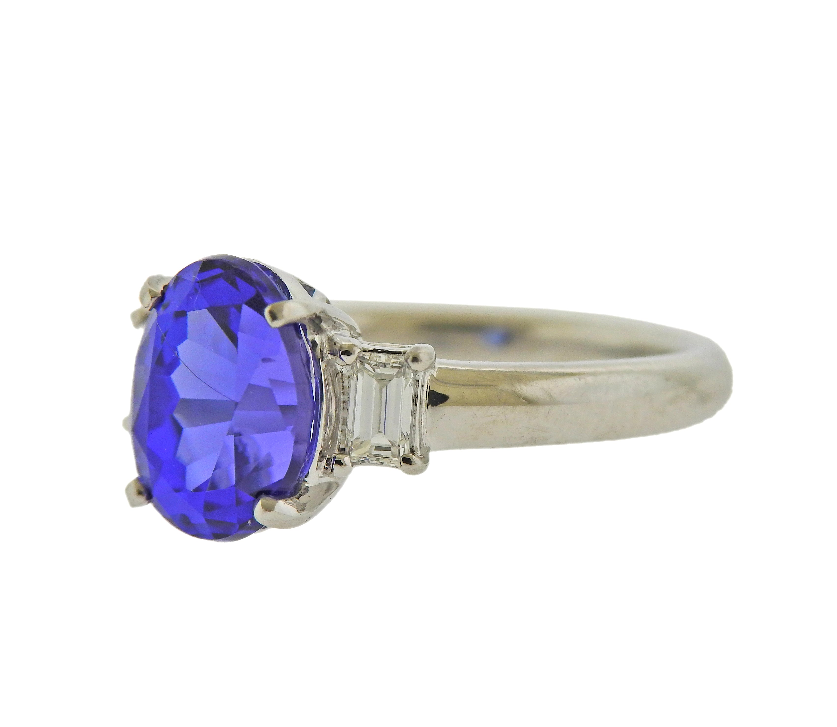 Platinum 3.26 Carat Tanzanite Diamond Ring - Oak Gem