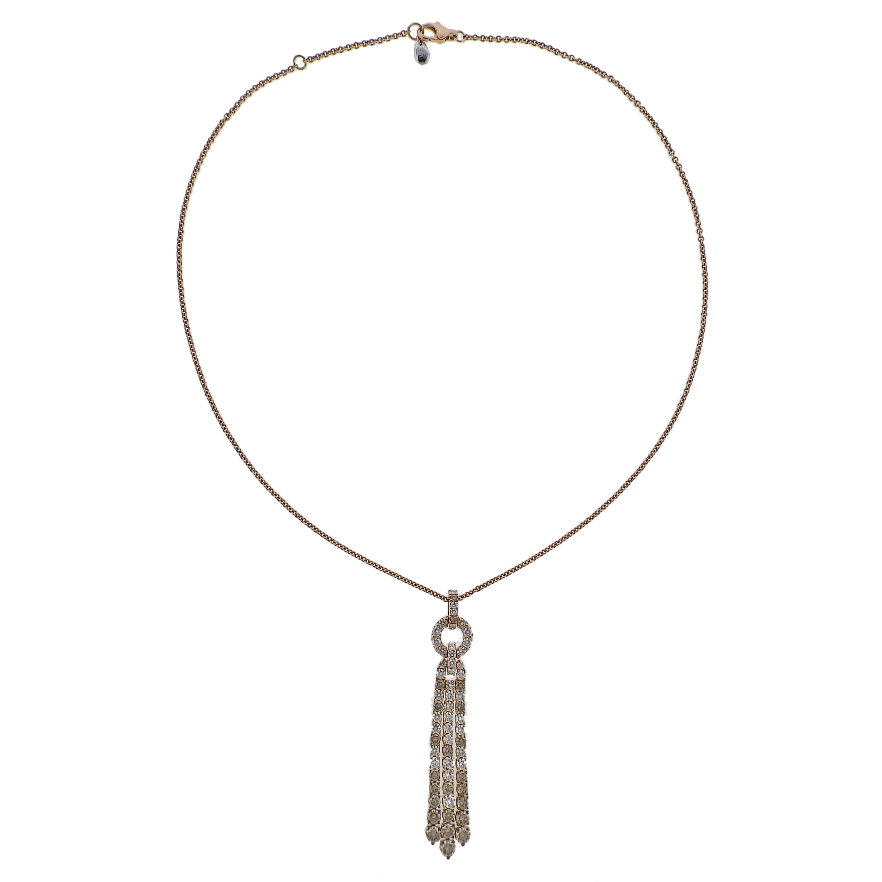 Bucherer Gold 4.76ct Fancy Diamond Tassel Pendant Necklace