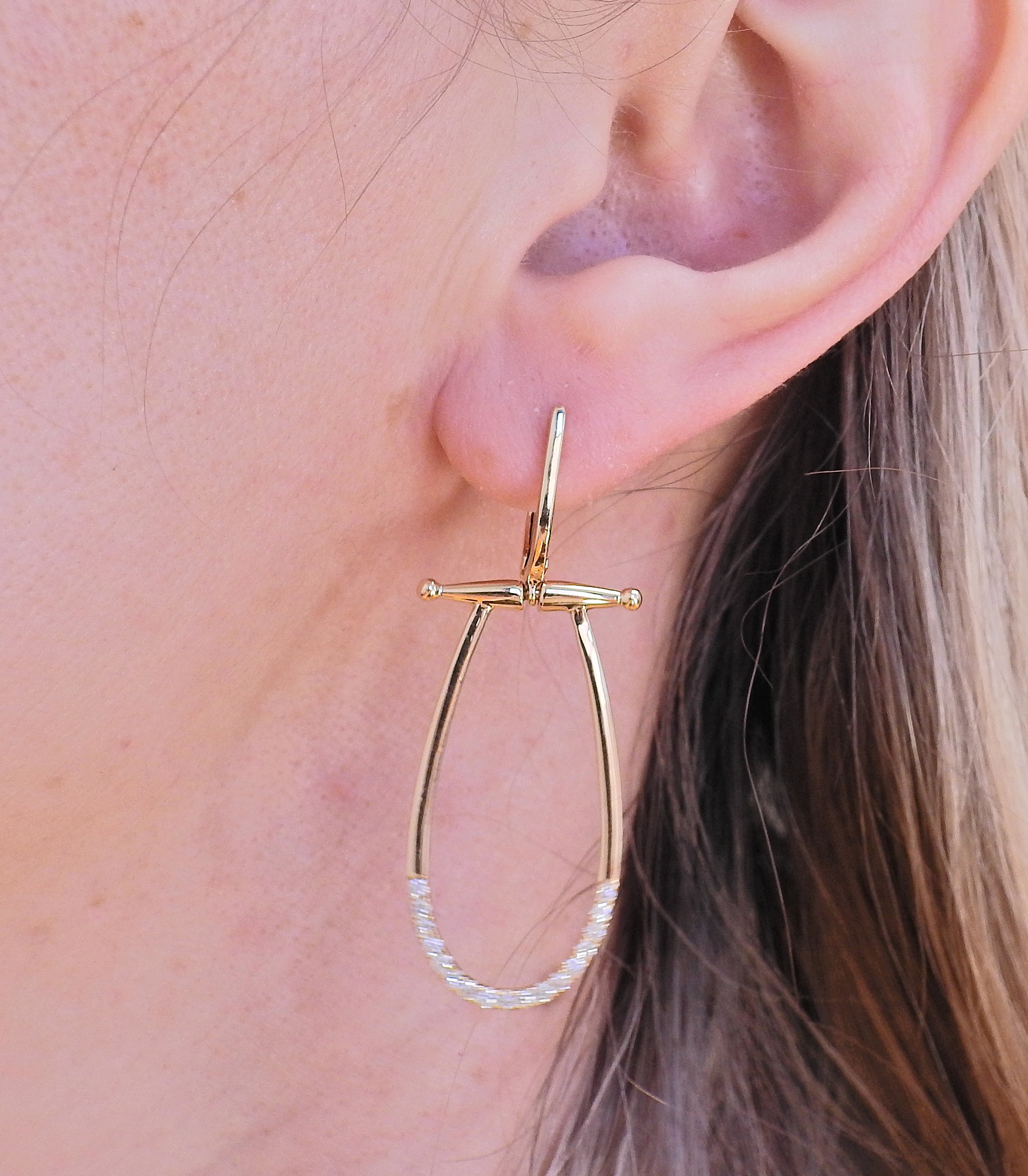 Doves Doron Paloma Diamond Gold Horse Bit Earrings