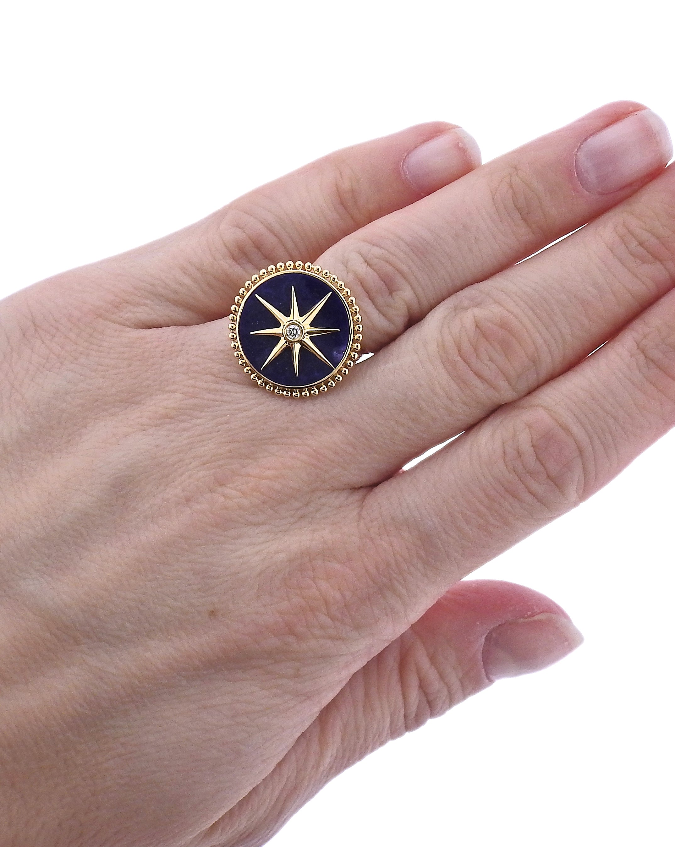 Doves Doron Paloma Gold Diamond Lapis Ring
