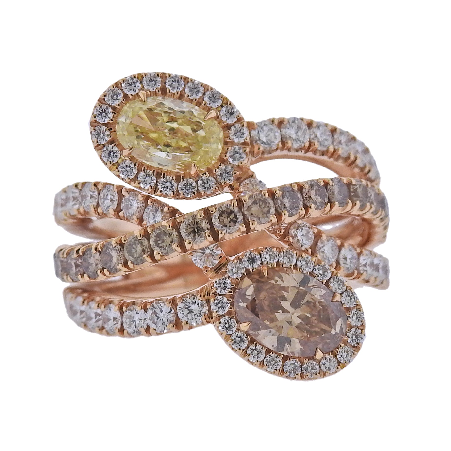 Bucherer Gold 3.37ctw Fancy Yellow Brown Diamond Ring