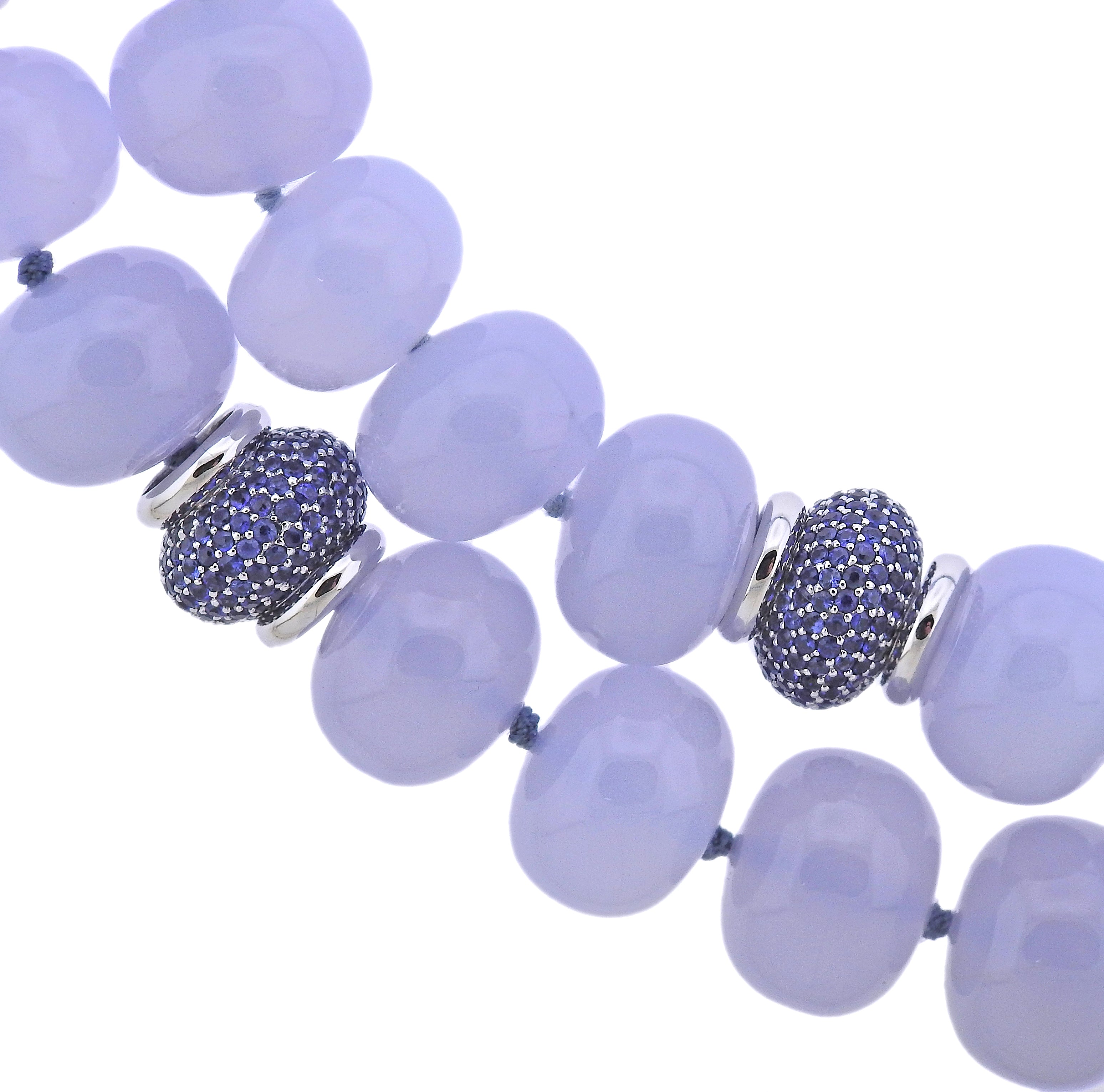 Seaman Schepps Chalcedony Sapphire Gold Nesting Necklace Set