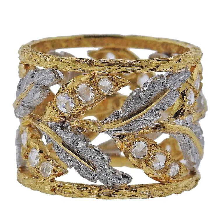 Buccellati Eternelle Gold Diamond Leaf Wedding Band Ring – Oak Gem
