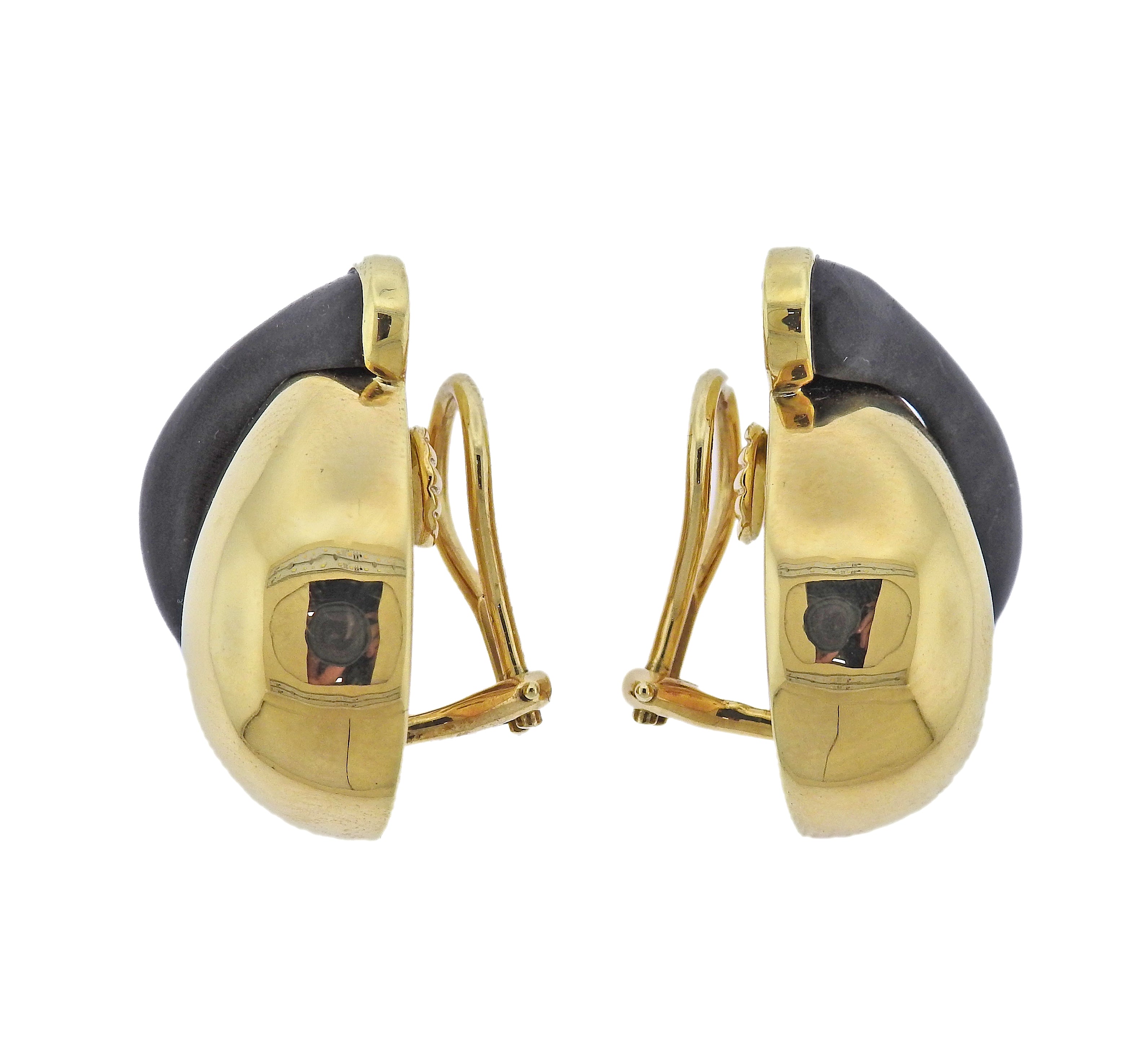 Seaman Schepps Ebony Half Link Gold Earrings