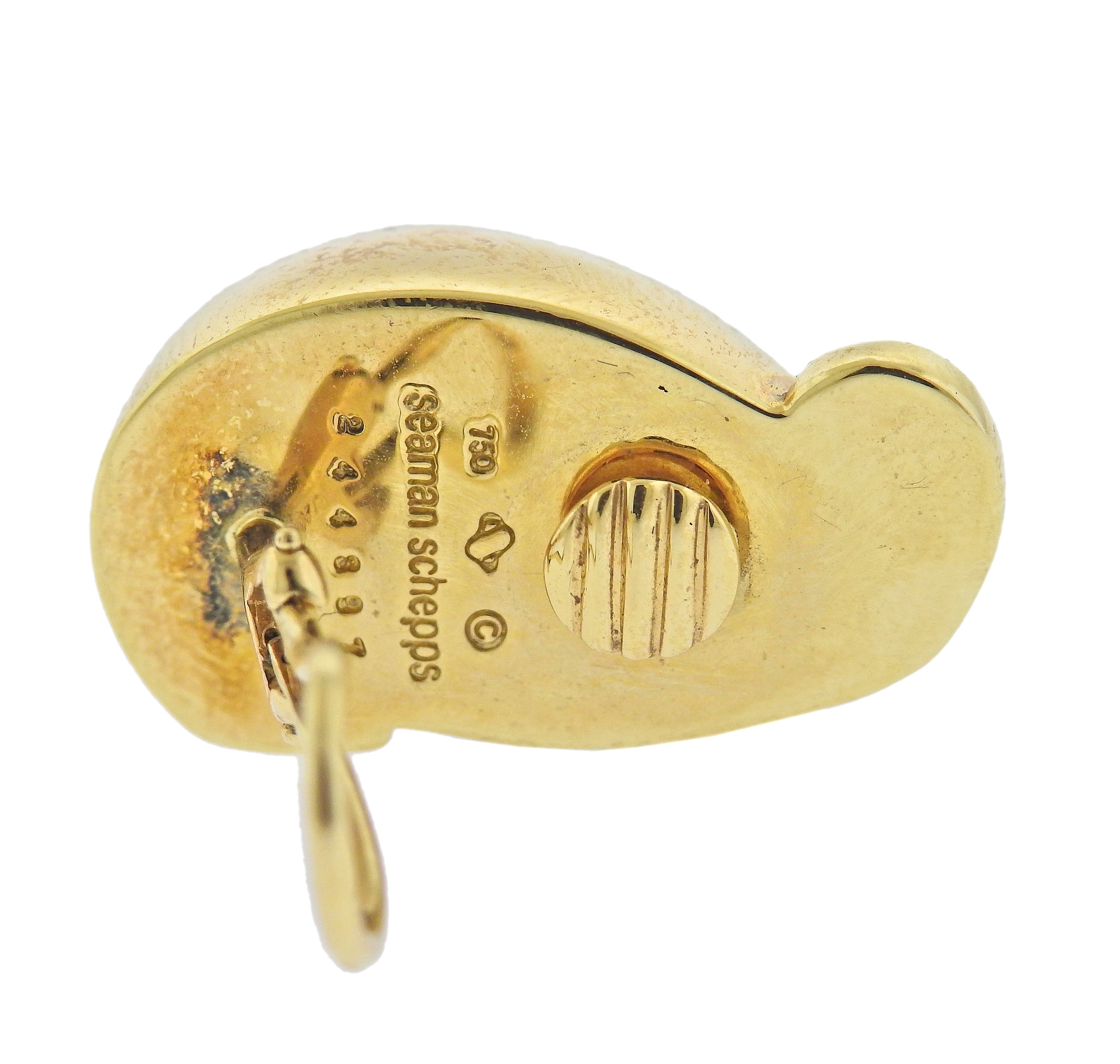 Seaman Schepps Ebony Half Link Gold Earrings