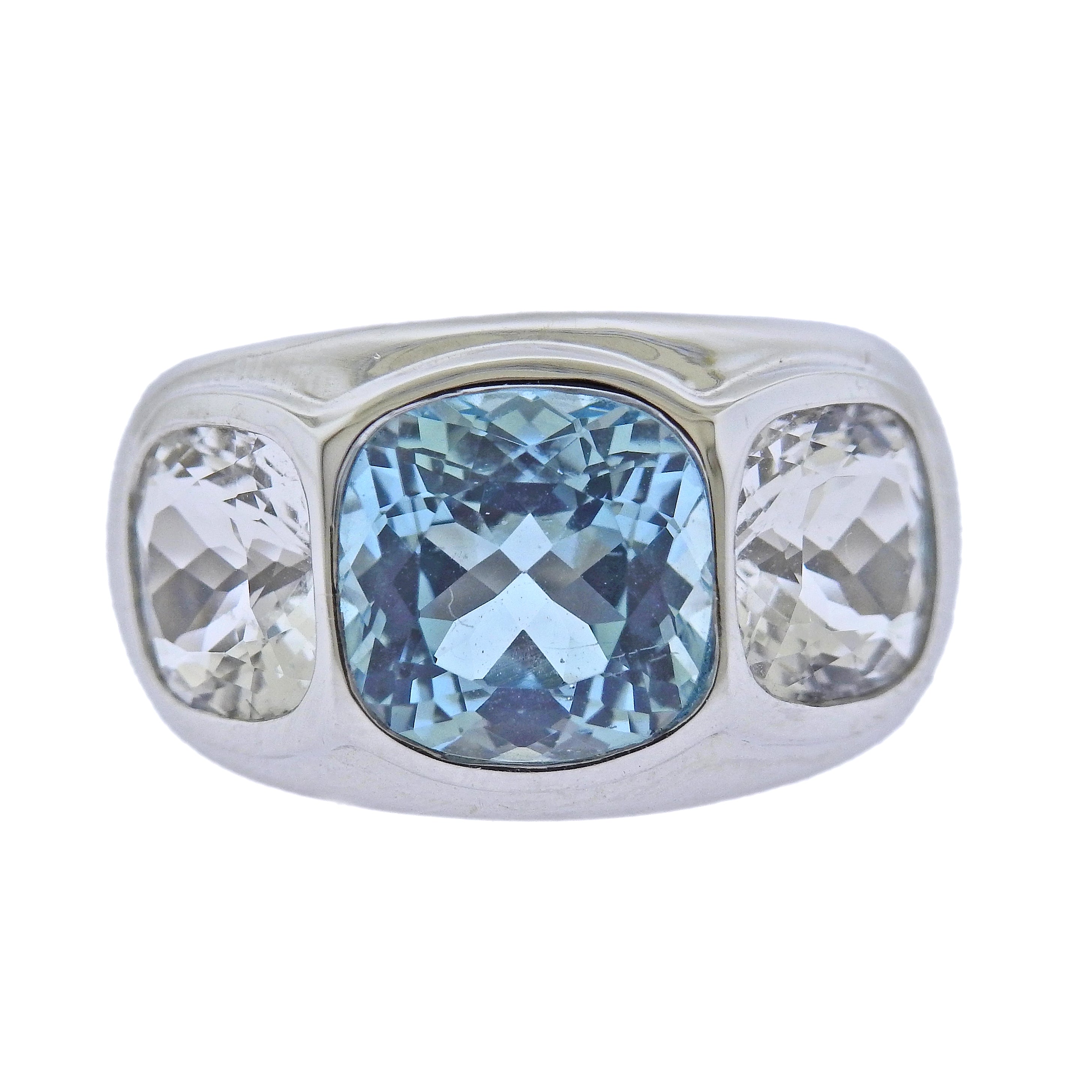 Seaman Schepps Mogul White Blue Topaz Gold Ring