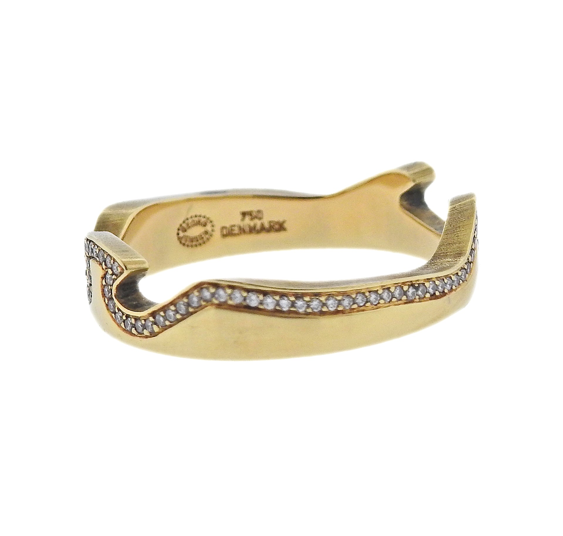 Georg Jensen Fusion Yellow Gold Diamond End Ring #1371