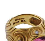 Angela Cummings 1980s Rubellite Diamond Gold Ring - Oak Gem