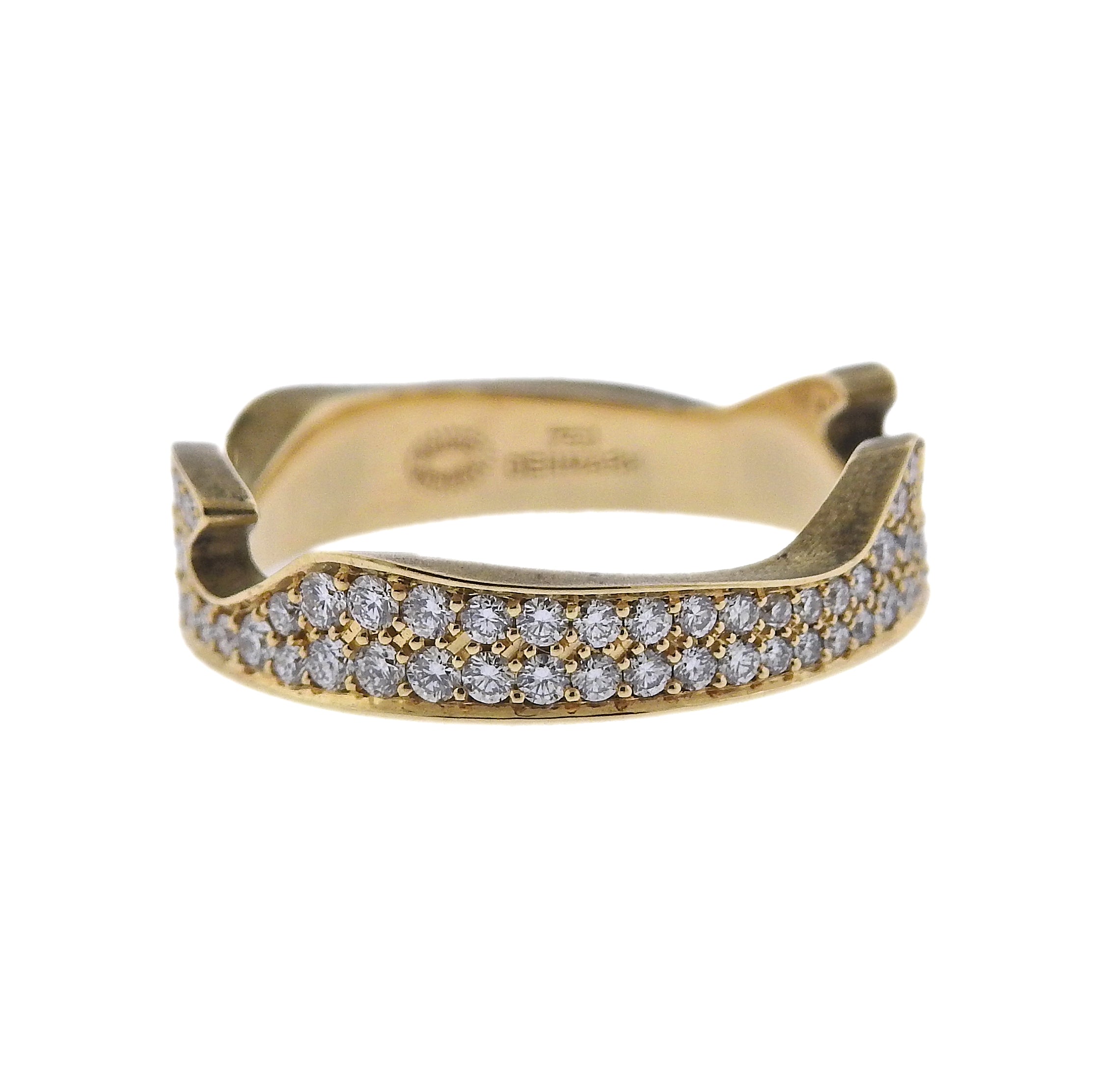 Georg Jensen Fusion Yellow Gold Diamond End Ring #1370