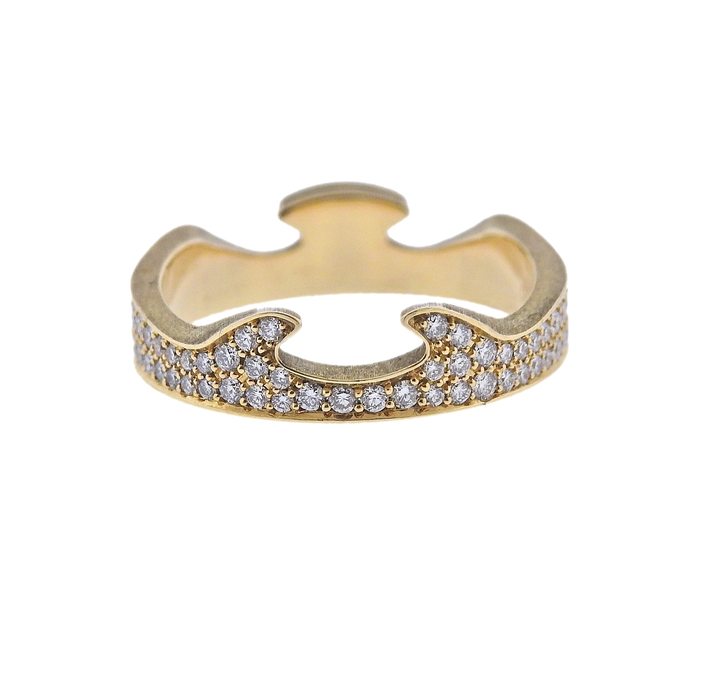 Georg Jensen Fusion Yellow Gold Diamond End Ring #1370