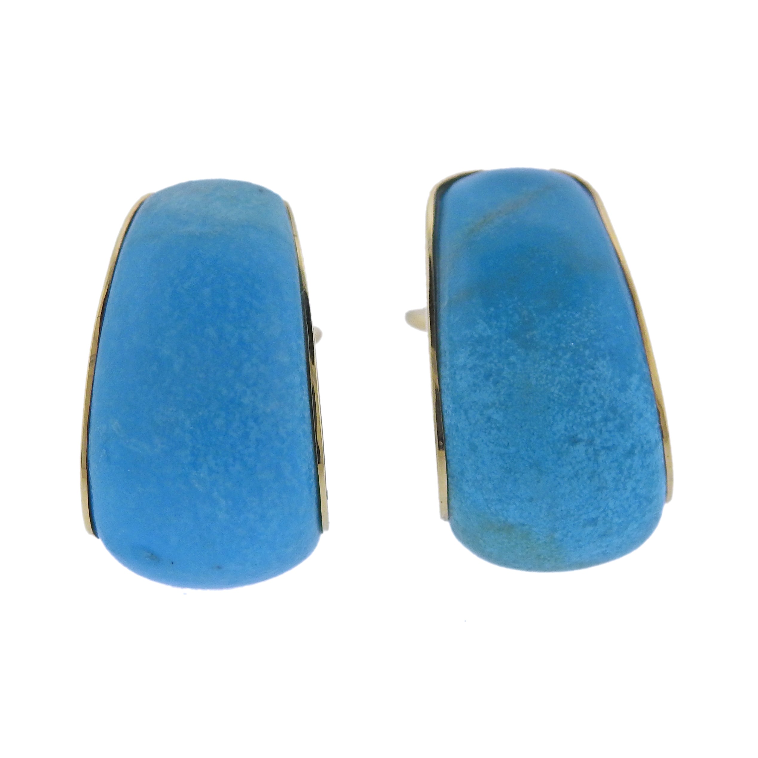 Seaman Schepps Madison Turquoise Wood Gold Doorknocker Hoop Earrings