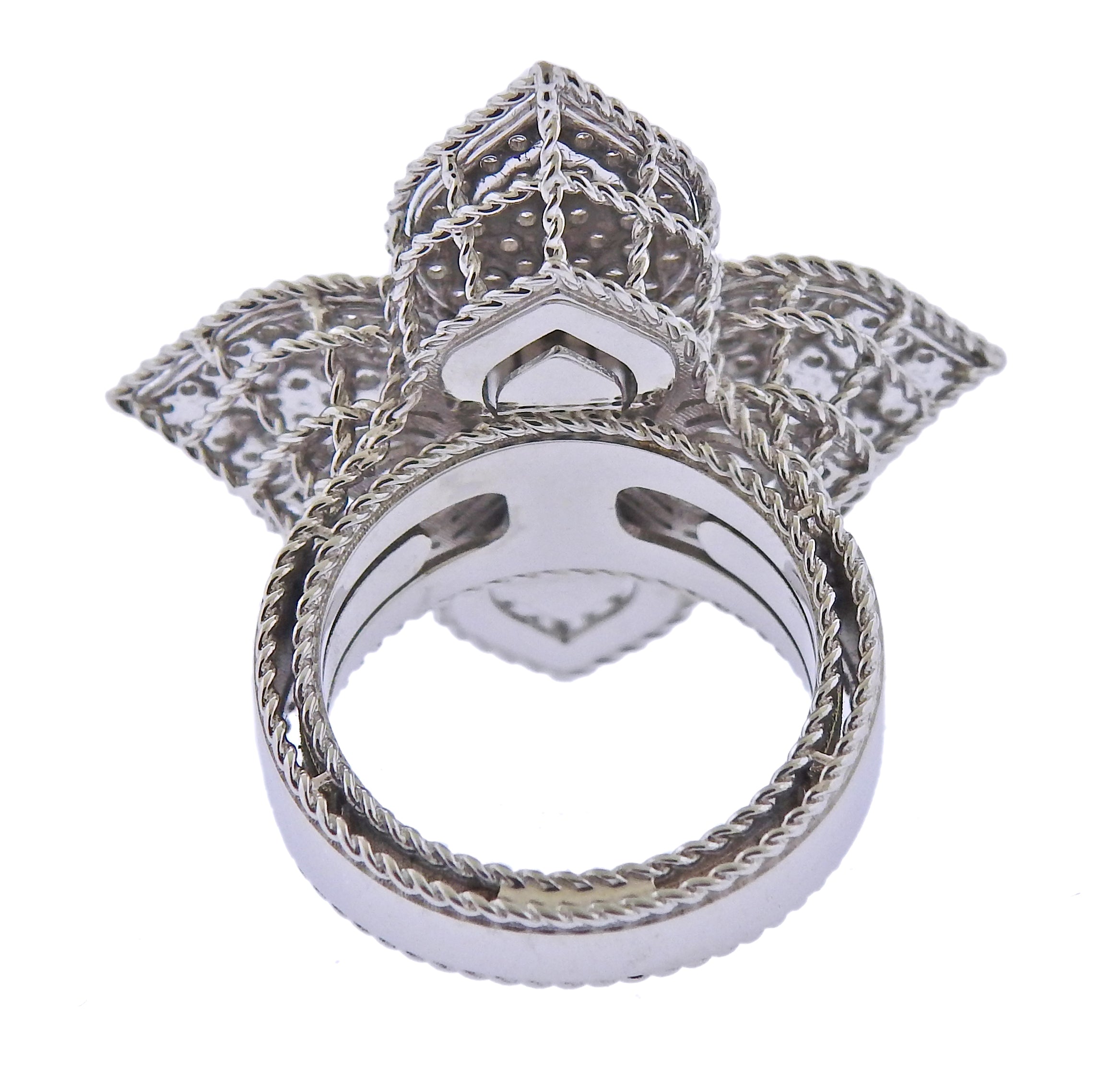 Roberto Coin Gold Princess Flower Diamond Tanzanite Cocktail Ring - Oak Gem