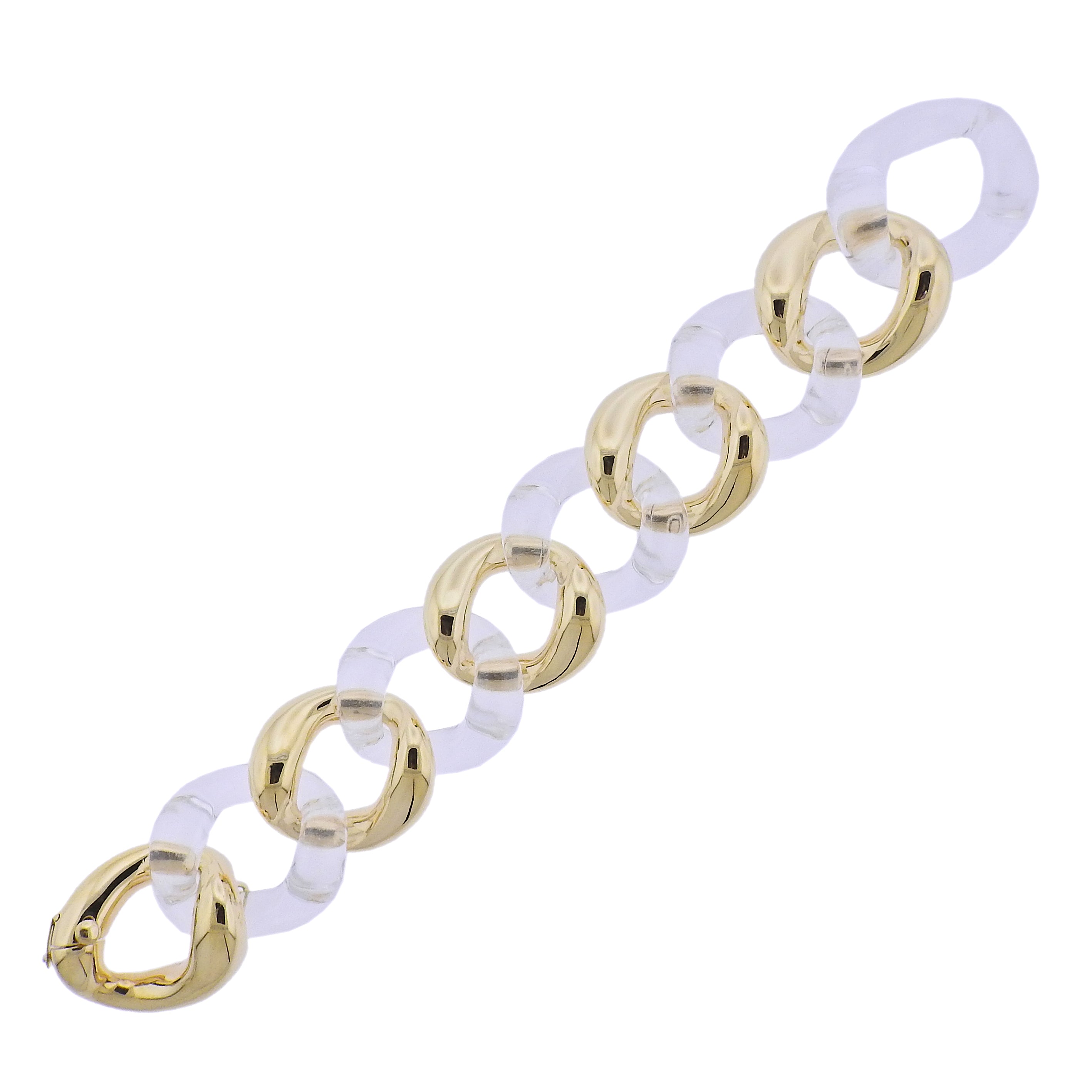 Seaman Schepps Crystal Gold Large Link Bracelet
