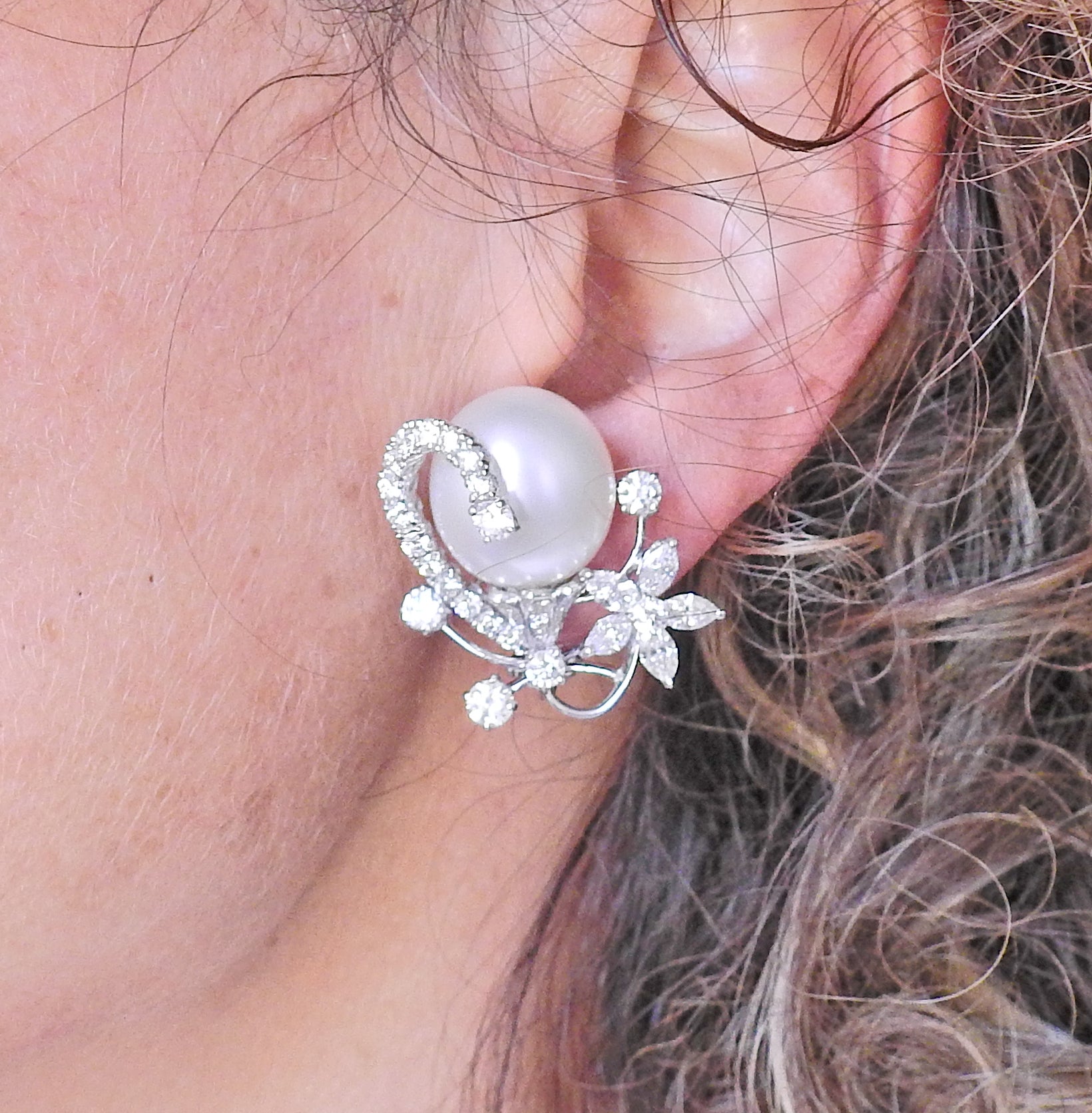 Assael South Sea Pearl Diamond Gold Cocktail Earrings