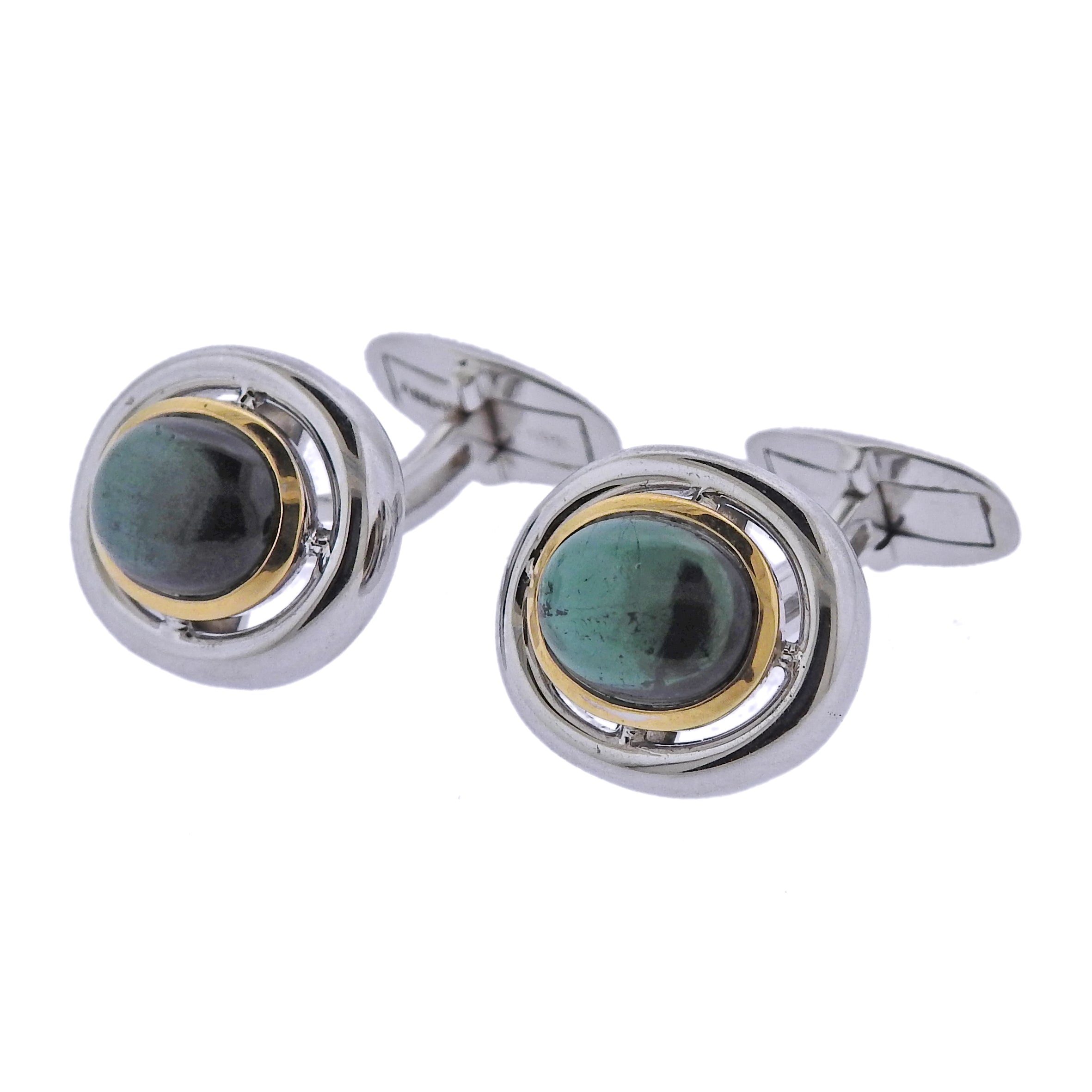 Assael Tourmaline Gold Cufflinks