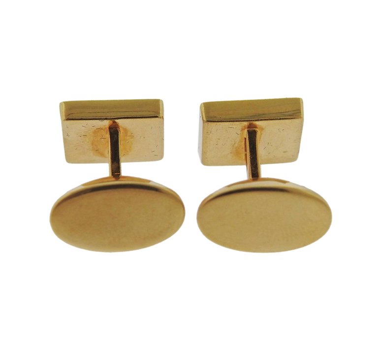 Tiffany & Co. Mother-of-Pearl Onyx Inlay Gold Cufflinks - Oak Gem