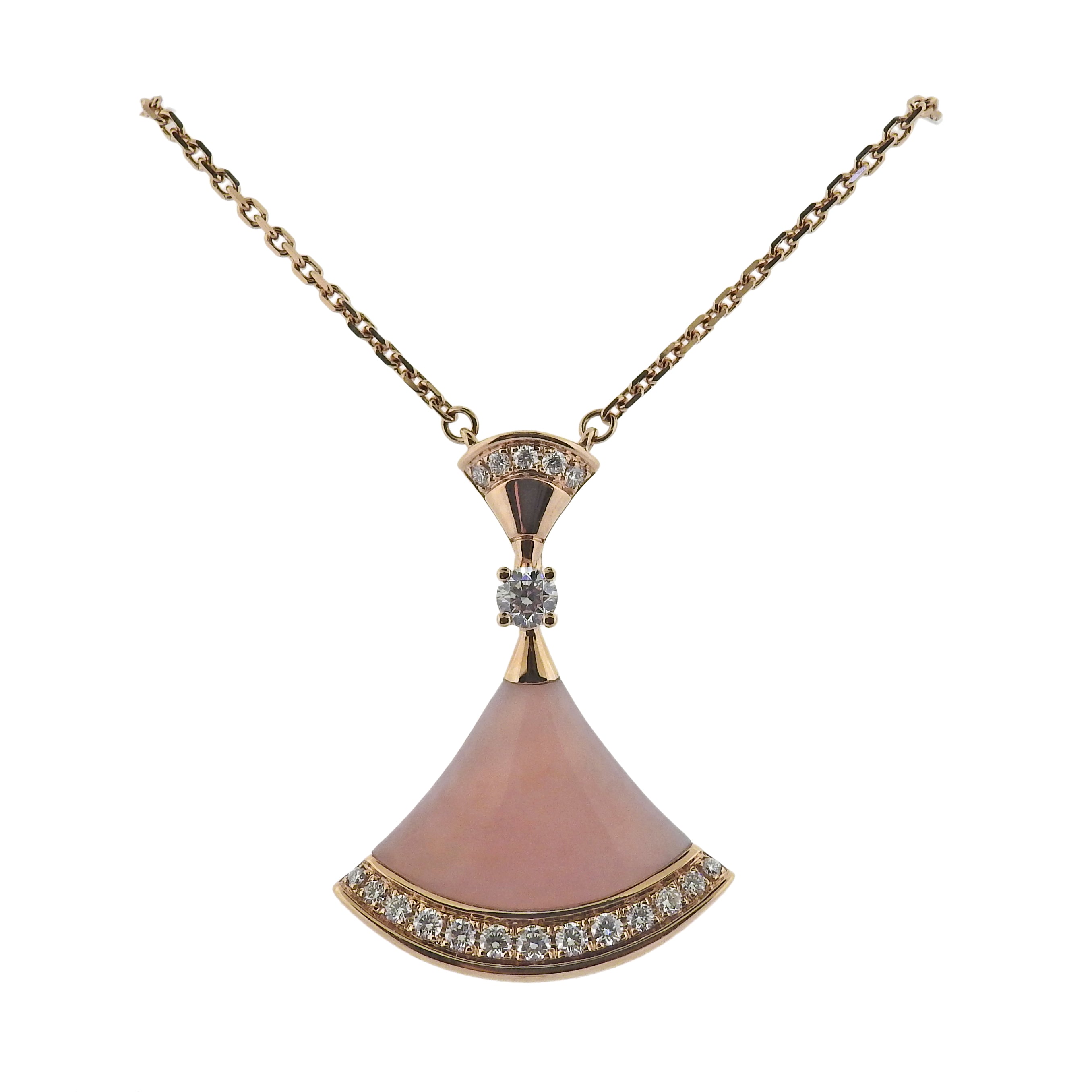 Bulgari Diva's Dream Diamond Pink Opal Rose Gold Pendant Necklace – Oak Gem